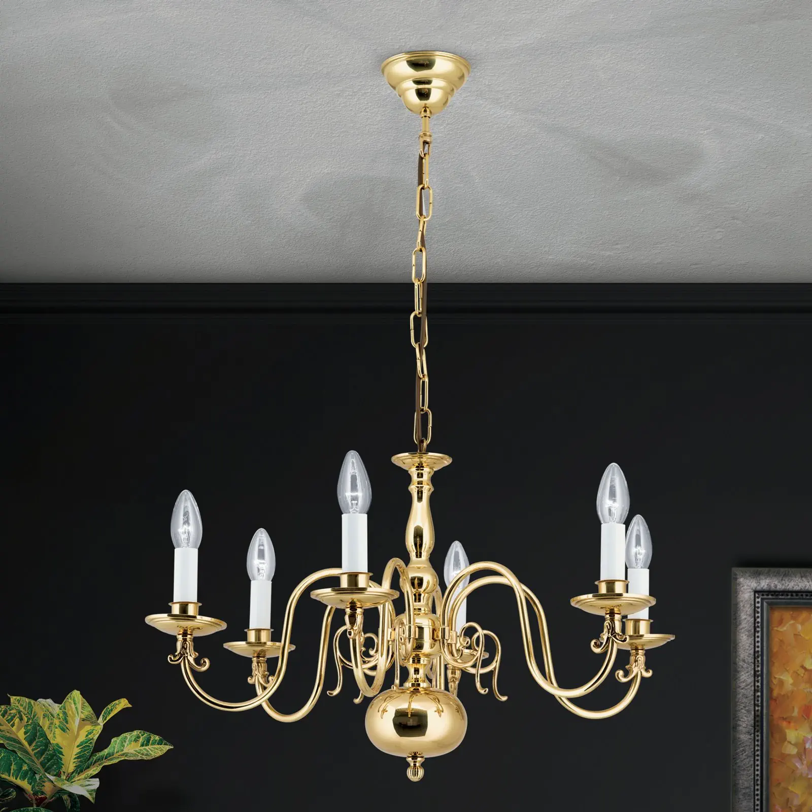 Luster FLÄMISCH, 6 izvora svetla, sjajni mesing