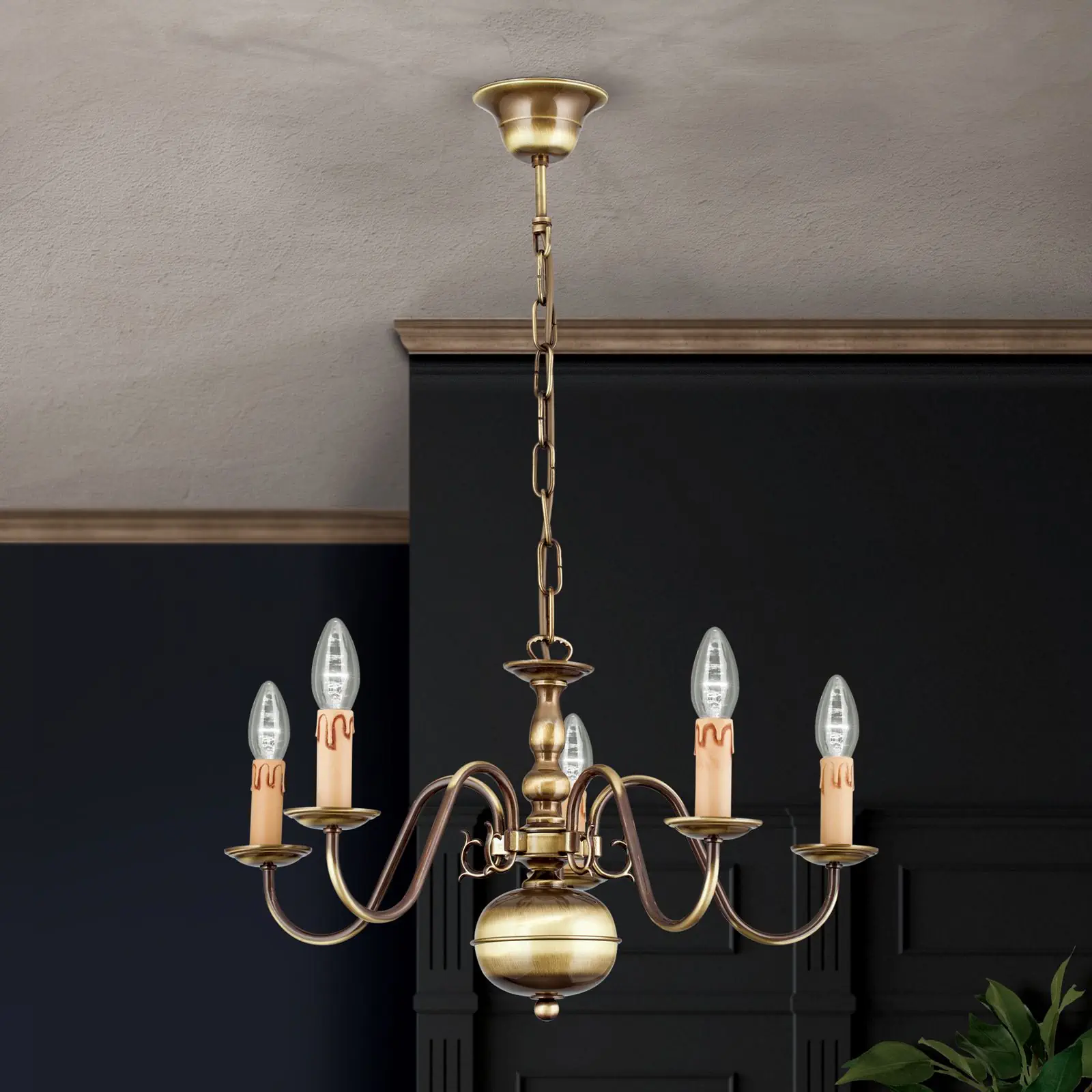 Luster FLÄMISCH, 5 izvora svetla, patina