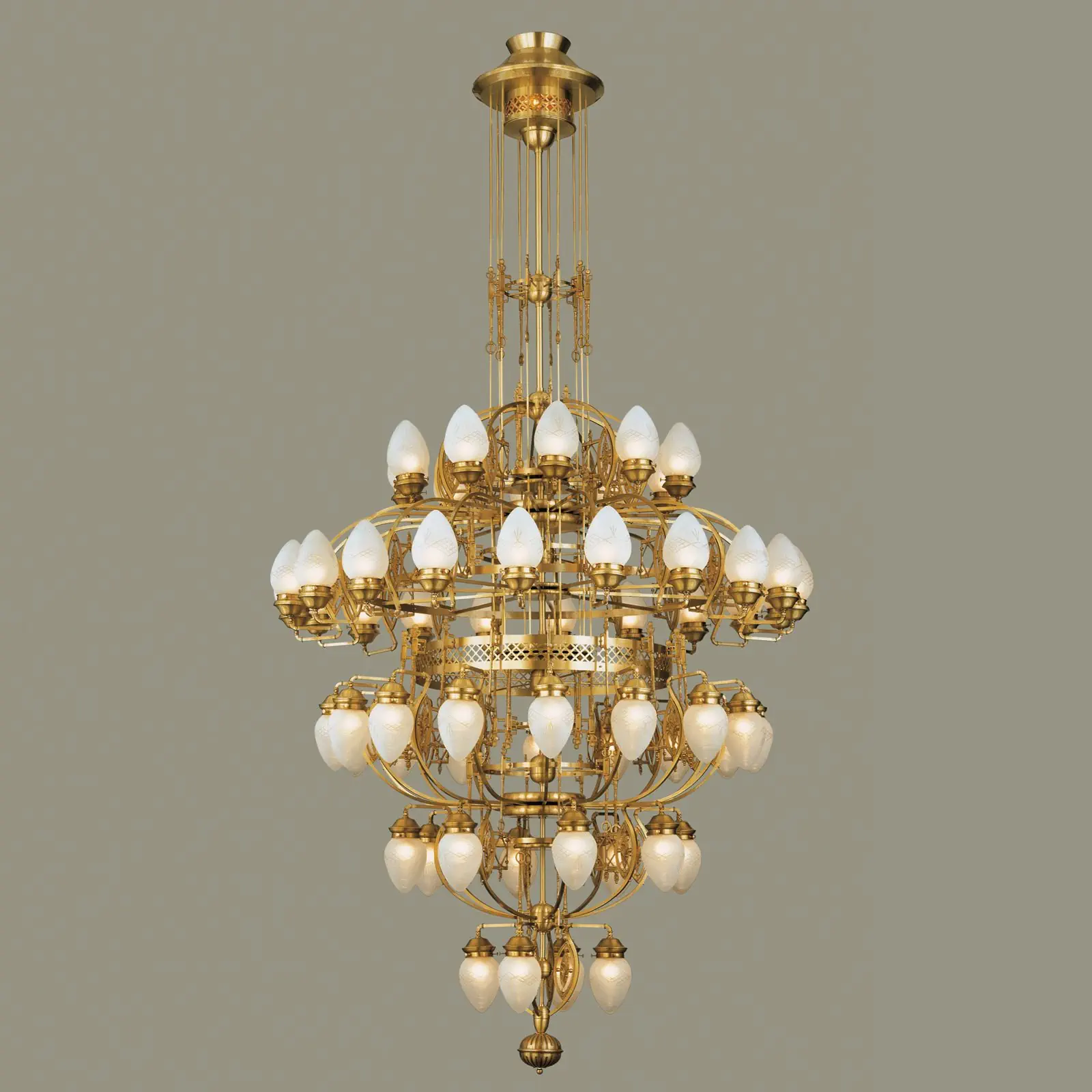 Luster BUDAPEST, 58 izvora svetla, bronza, sa prozirnim mat staklom