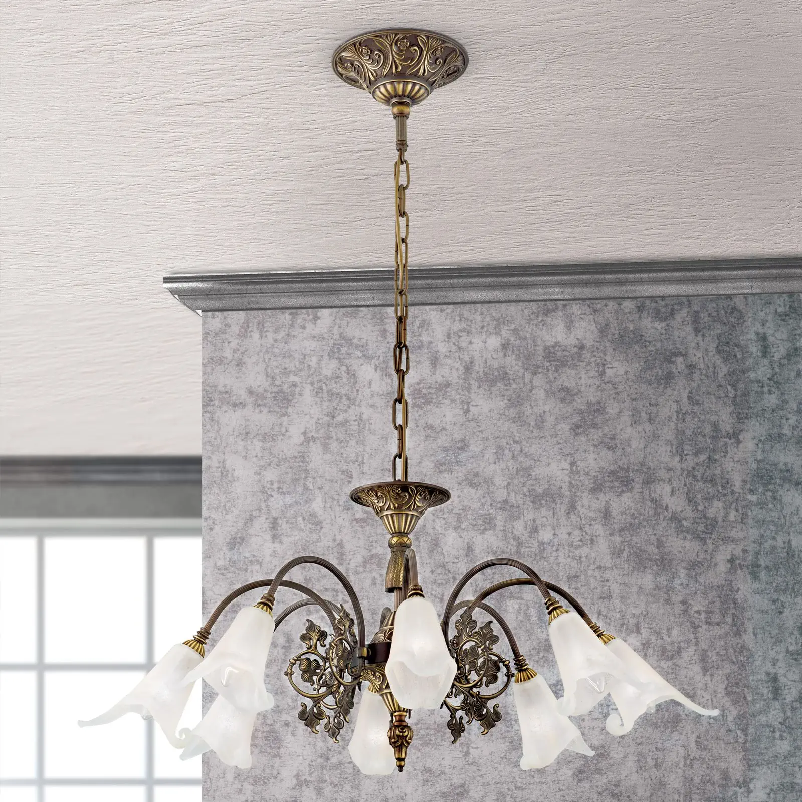 Luster TOSCA, 8 izvora svetla, antik patina
