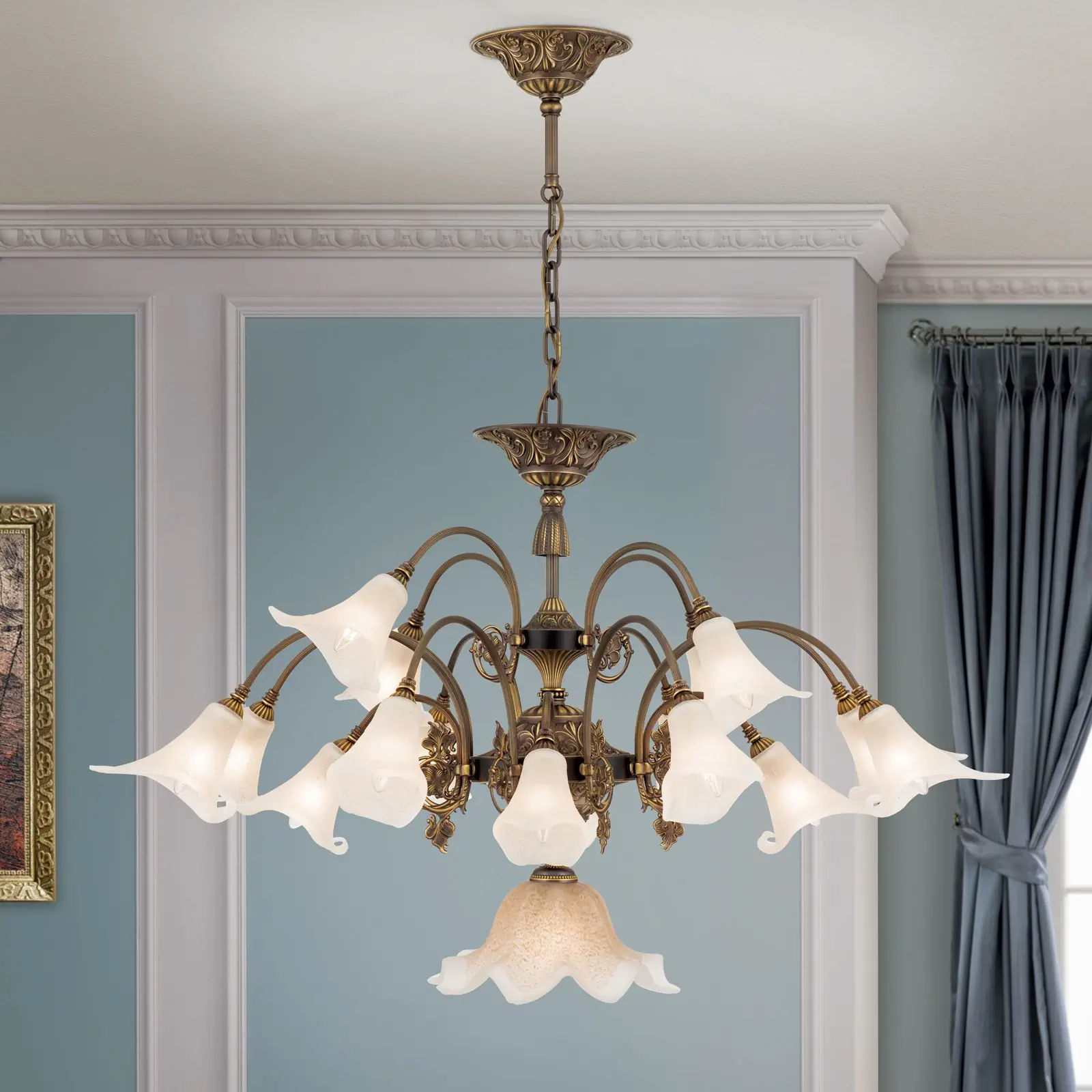 Luster TOSCA, 17 izvora svetla, antik patina