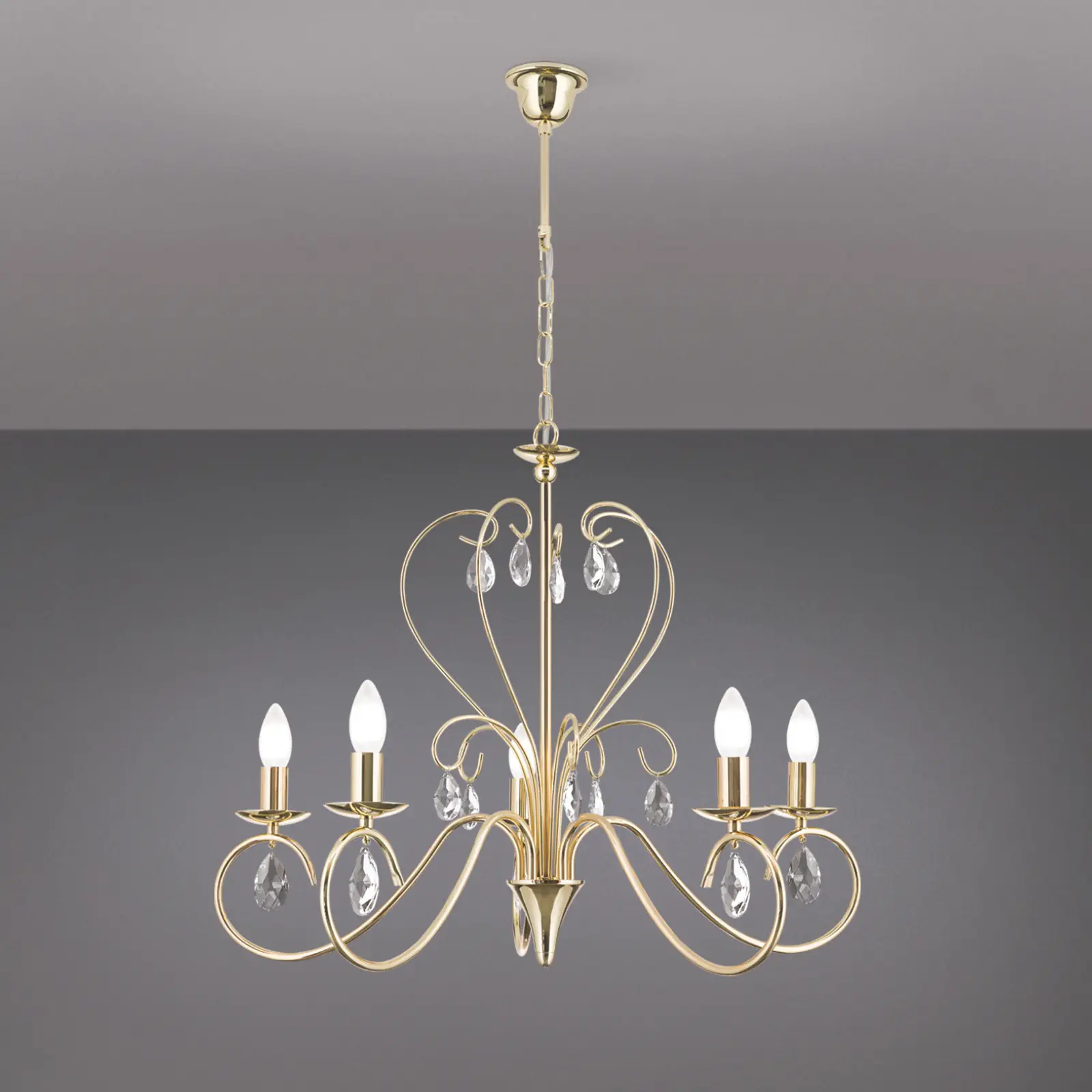 Luster ALESSIA, 5 izvora svetla, zlato