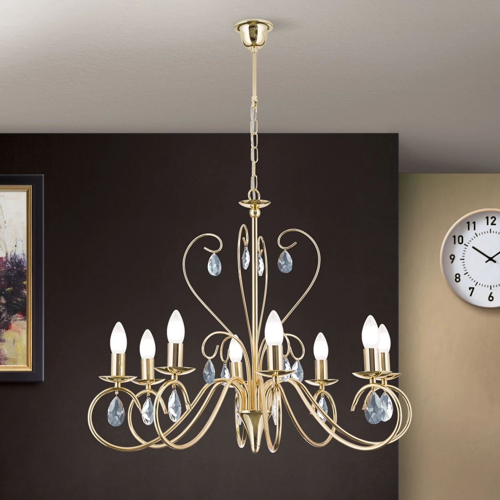 Luster ALESSIA, 8 izvora svetla, 24-karatno pozlaćeno