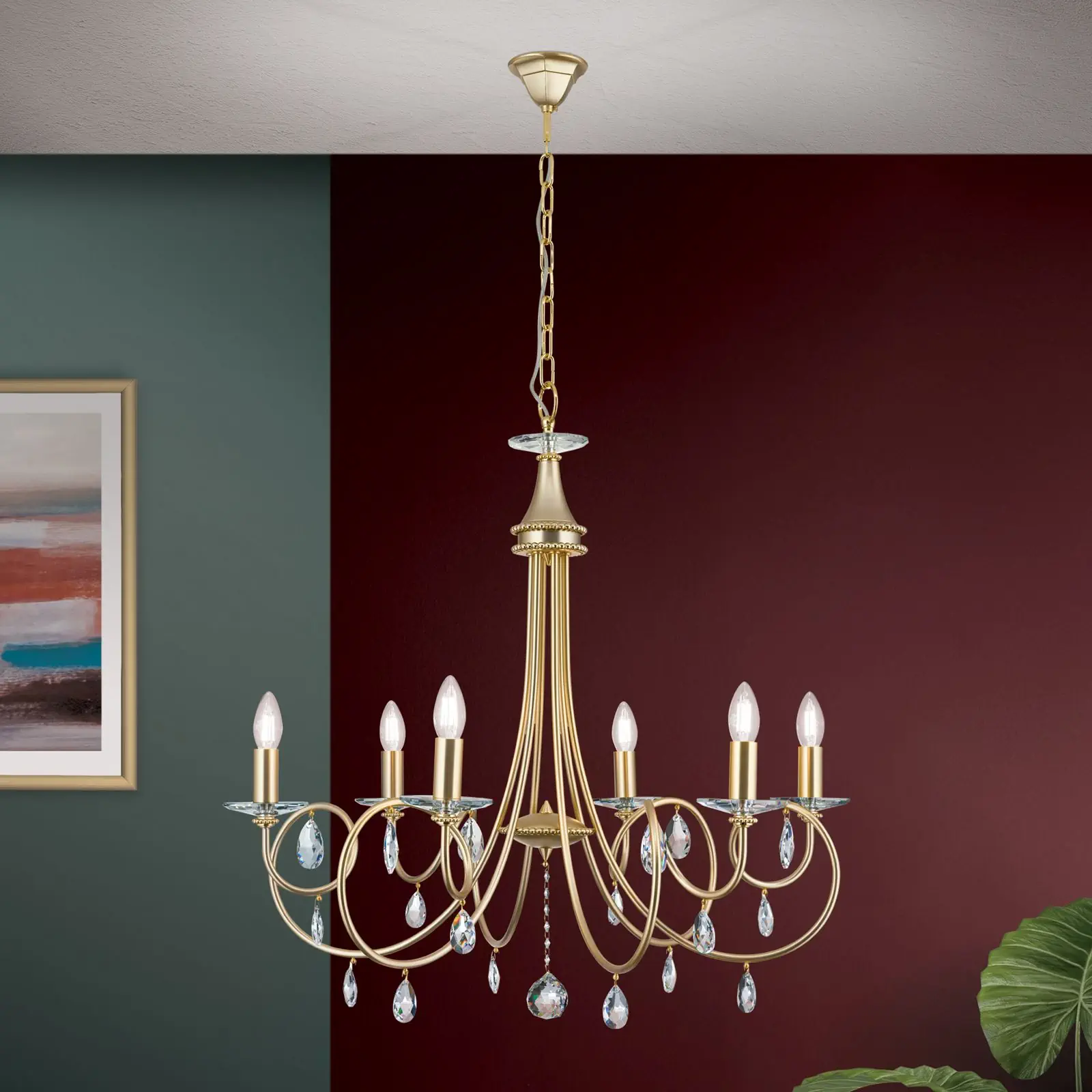 Luster GIADA, 6 izvora svetla, mat zlatna