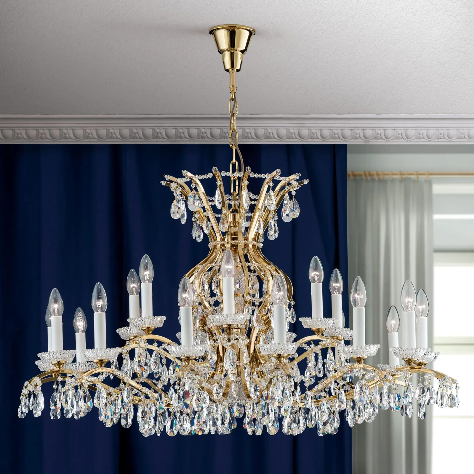 Luster HIROHITO, 21 izvora svetla, zlatni