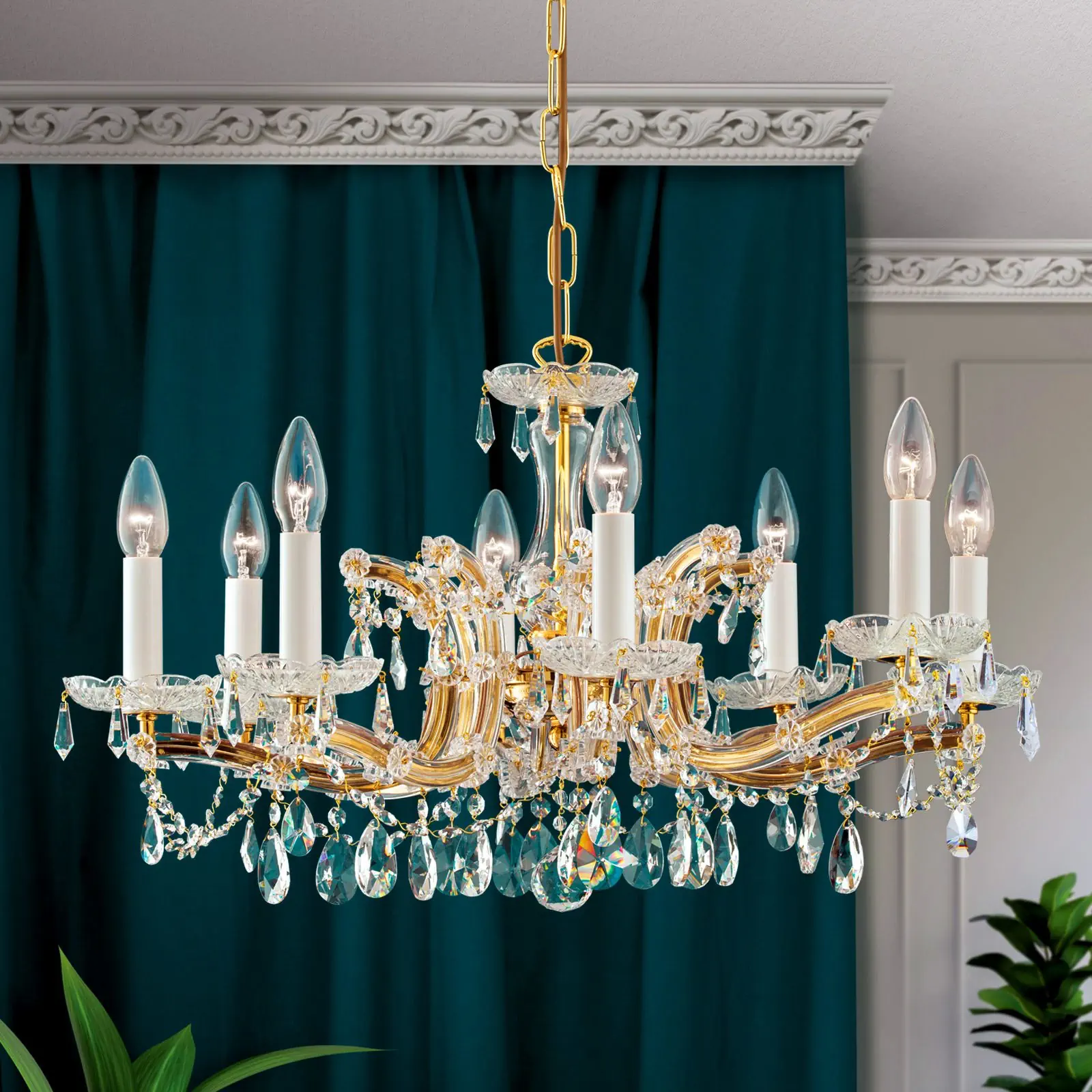 Luster MARIA THERESIA, 8 izvora svetla, zlatni