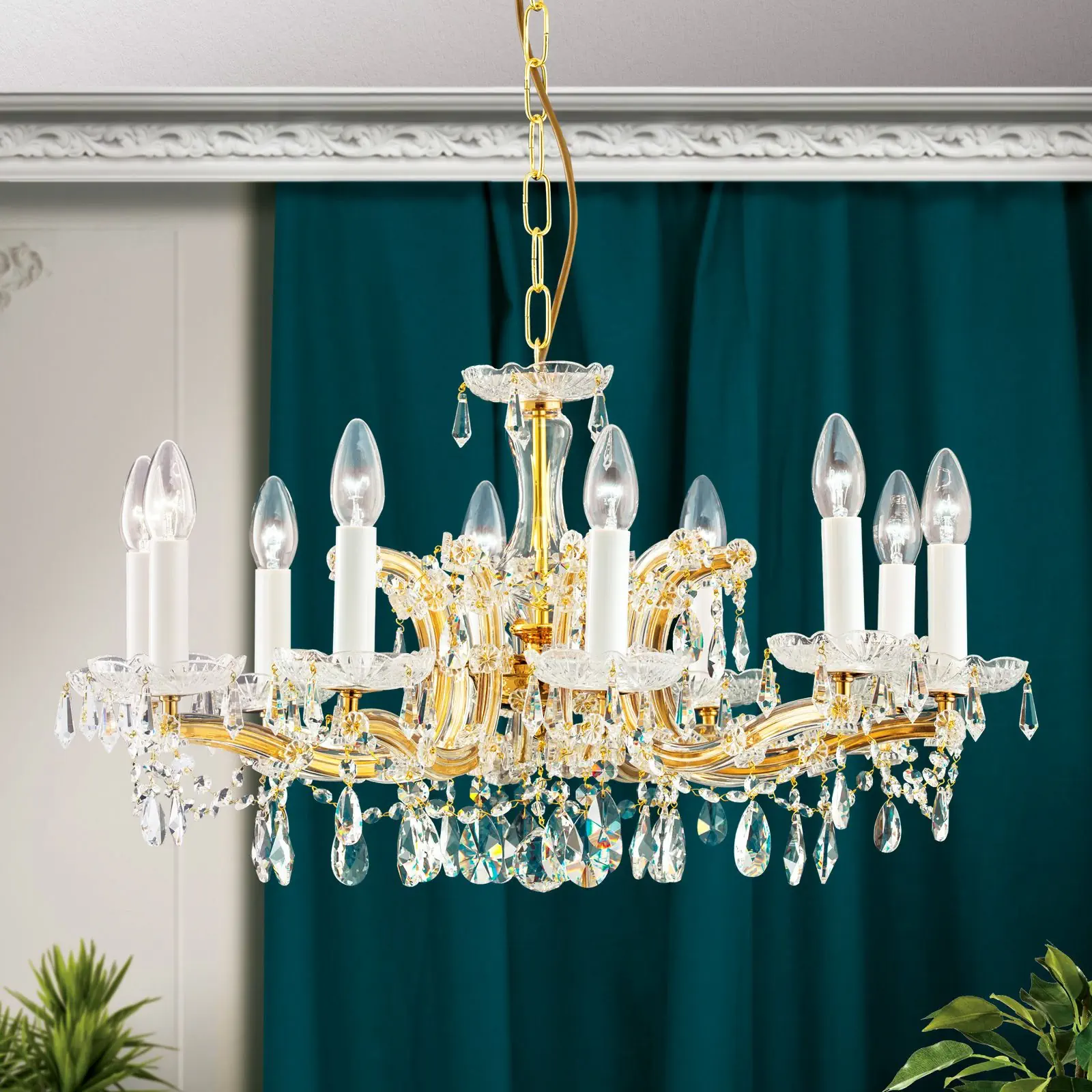 Luster MARIA THERESIA, 10 izvora svetla, zlatni