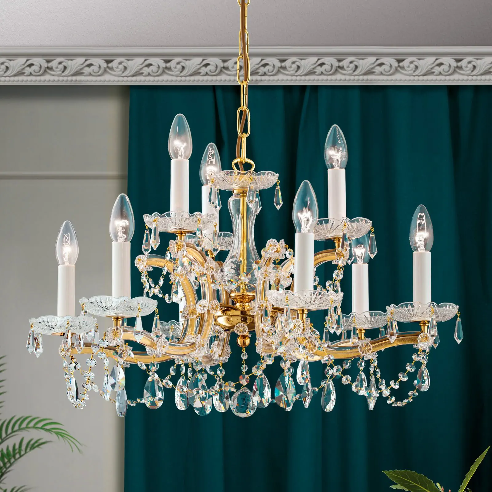 Luster MARIA THERESIA, 9 izvora svetla, zlatni