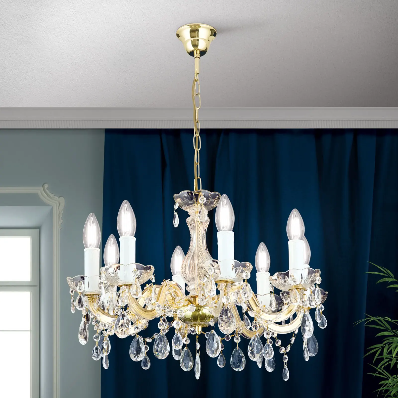 Luster MARIE CLAIRE, 8 izvora svetla, zlatni