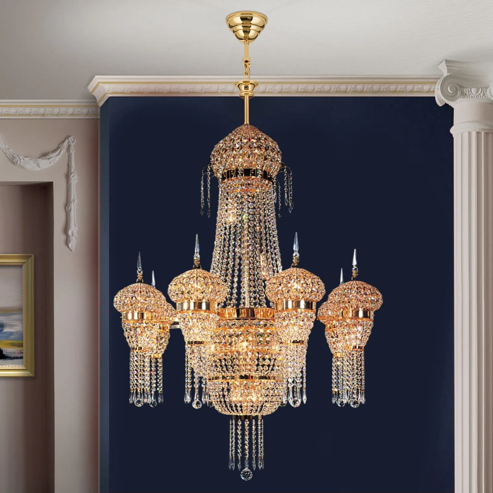 Luster ORIENTAL, 130 cm, pozlaćen 24-karatnim zlatom