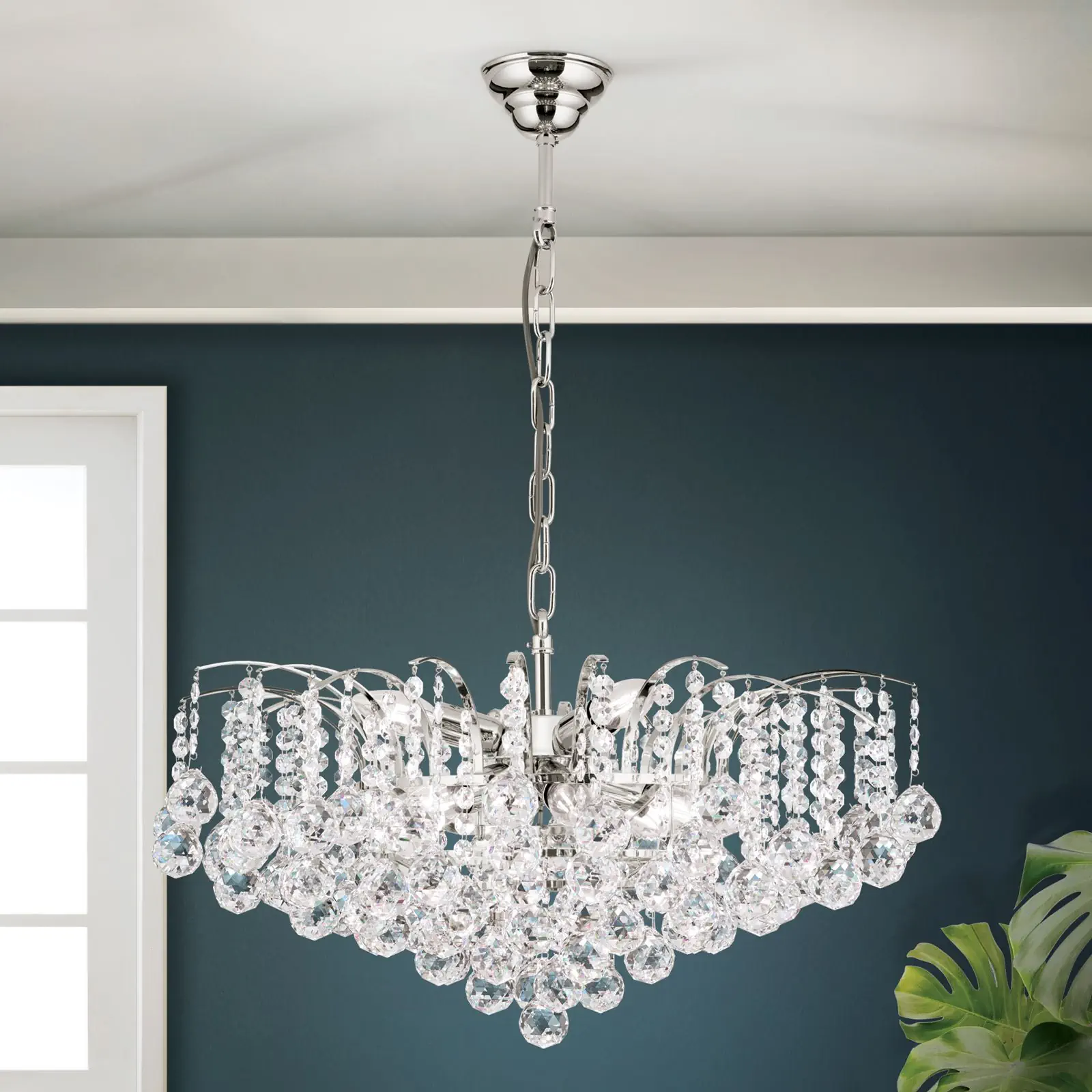 Luster KRISTALL KLASSISCH, 9 izvora svetla, zlatni, sa providnom kristalnom dekoracijom