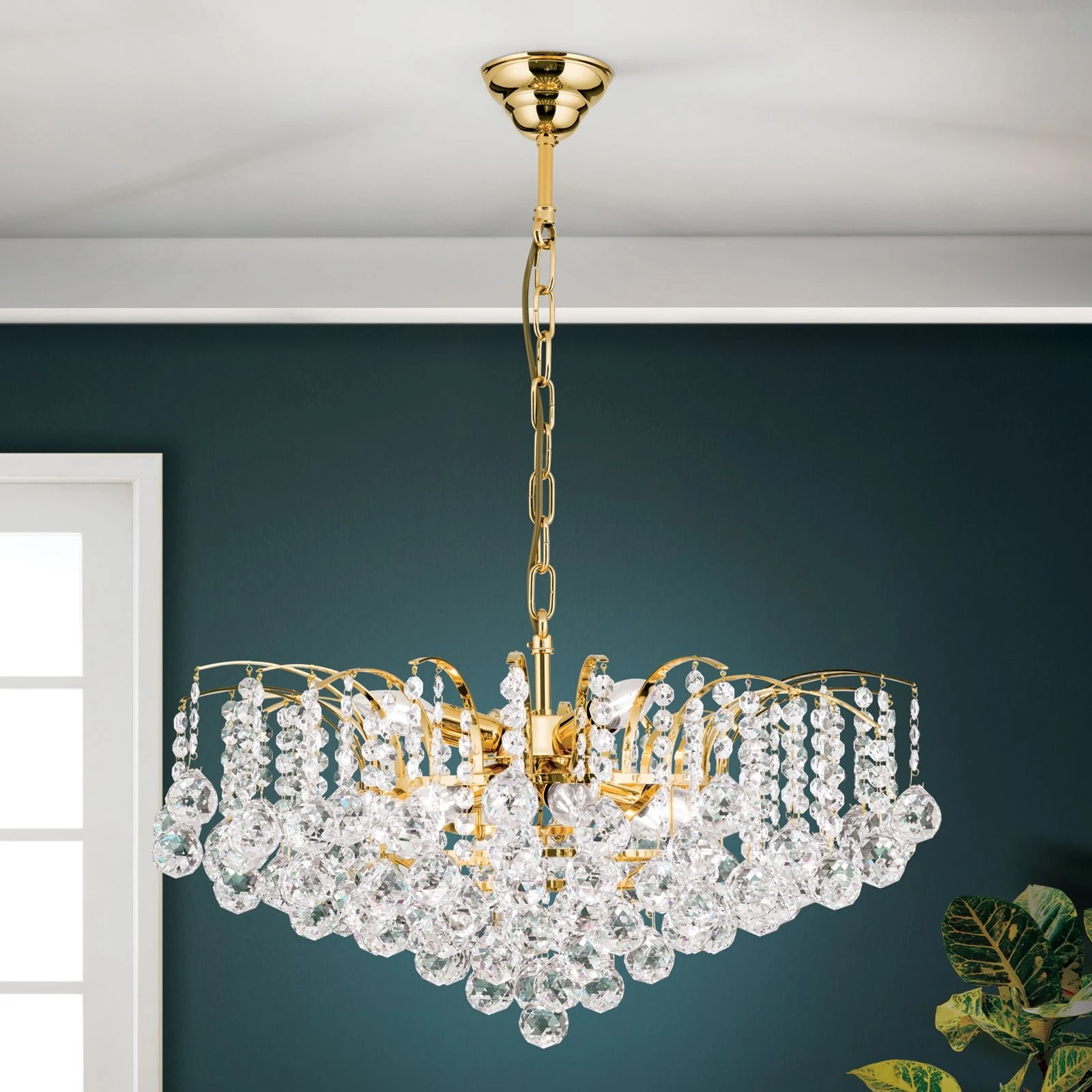 Luster KRISTALL KLASSISCH, 9 izvora svetla, 24-karatno pozlaćeno, providni kristal