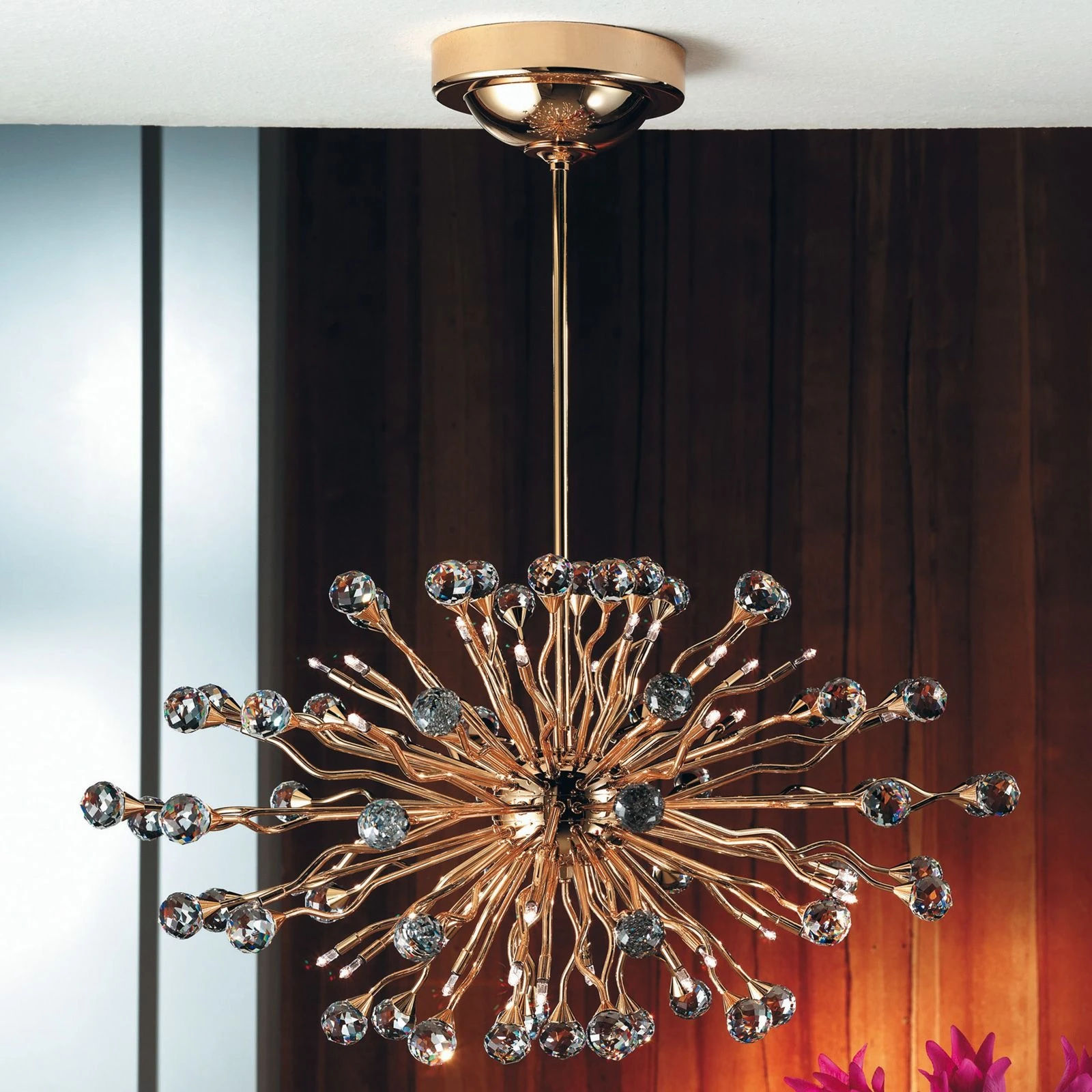 Ovalni luster GALAXY, 36 svetala, pozlaćen 24-karatnim zlatom