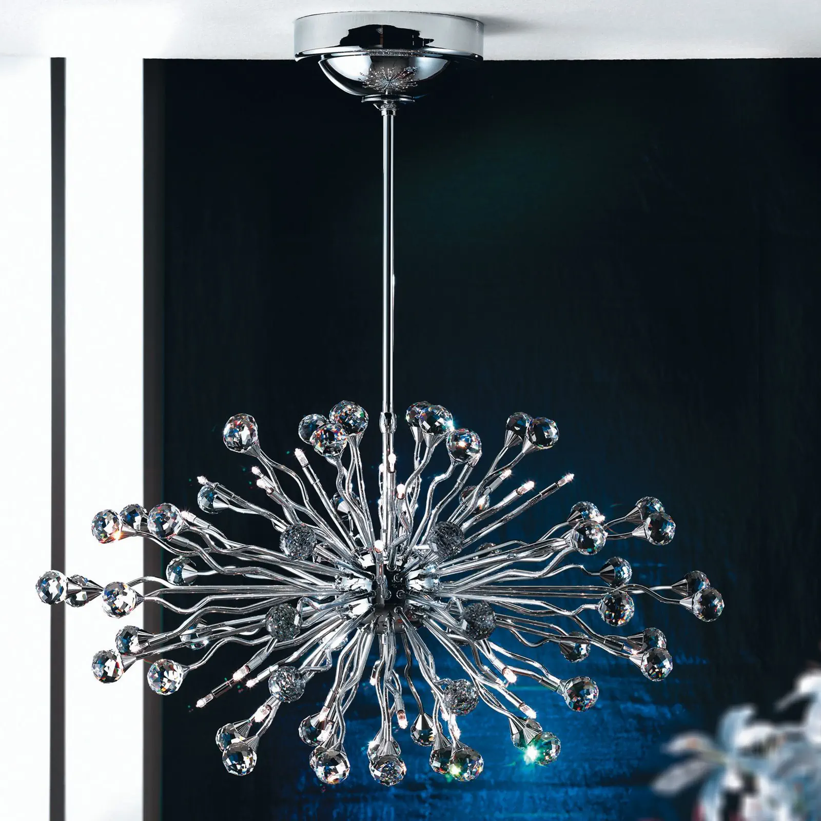 Ovalni luster GALAXY, 36 svetala, hrom