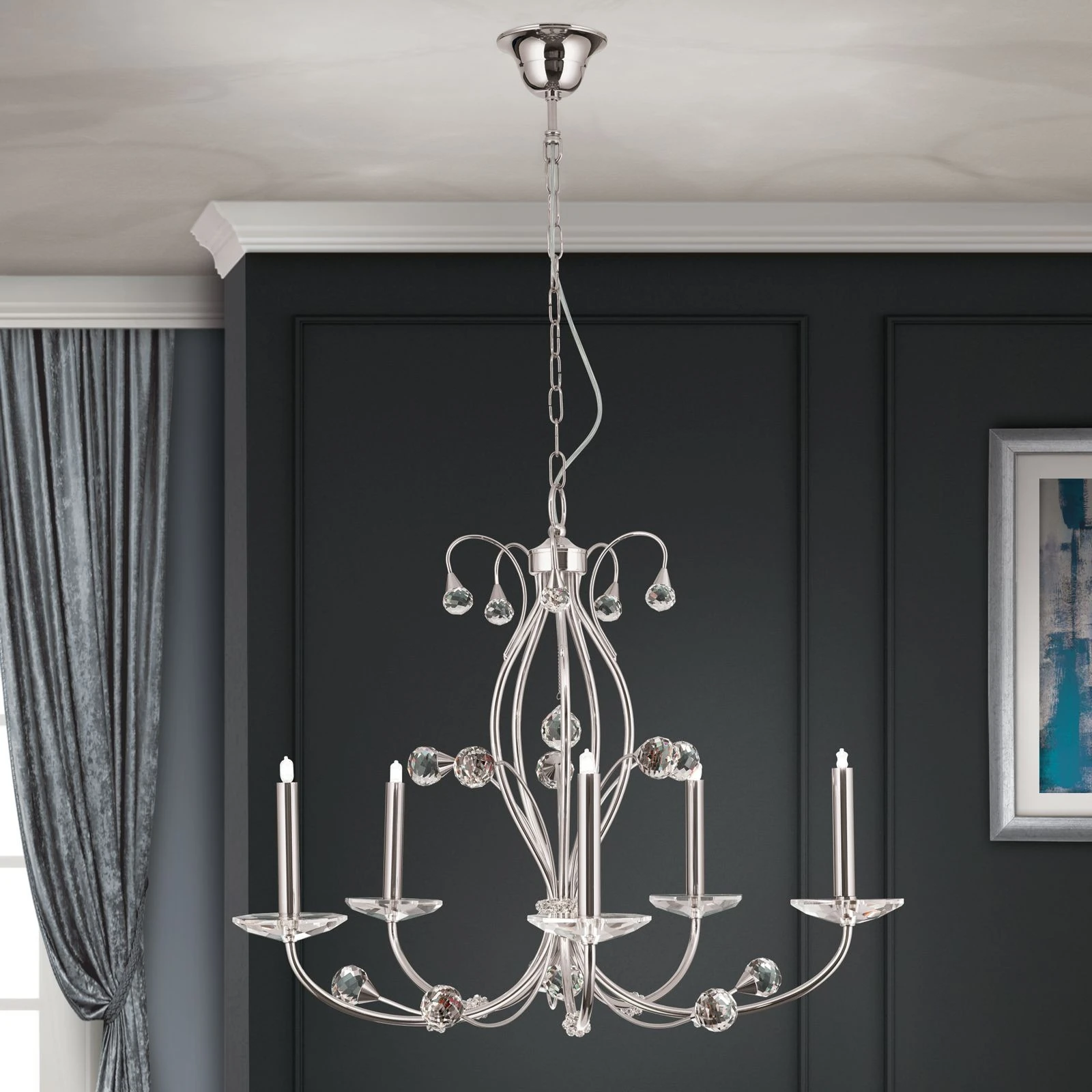 Luster EREMITAGE, 5 izvora svetla, saten hrom