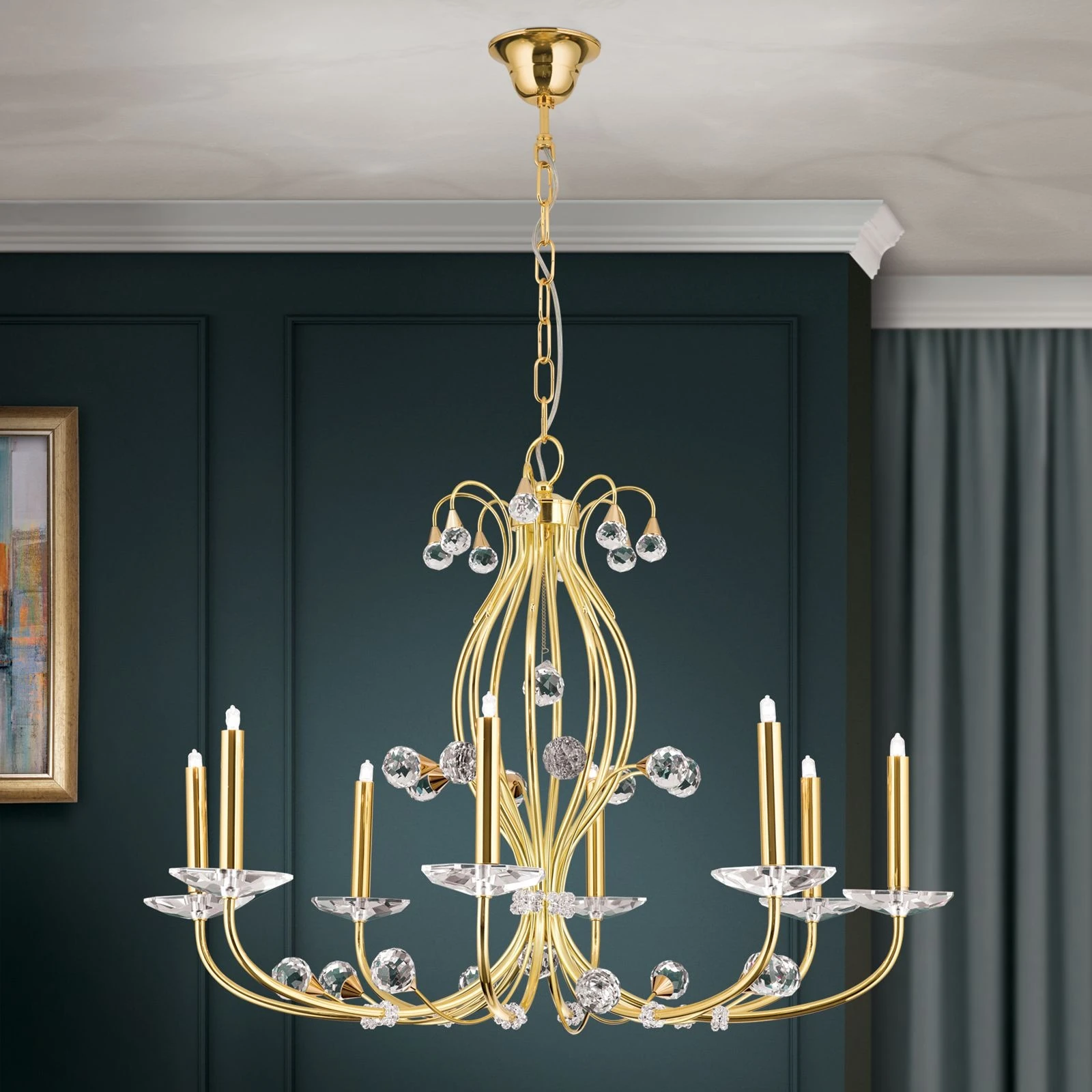 Luster EREMITAGE, 8 izvora svetla, 24-karatno pozlaćeno