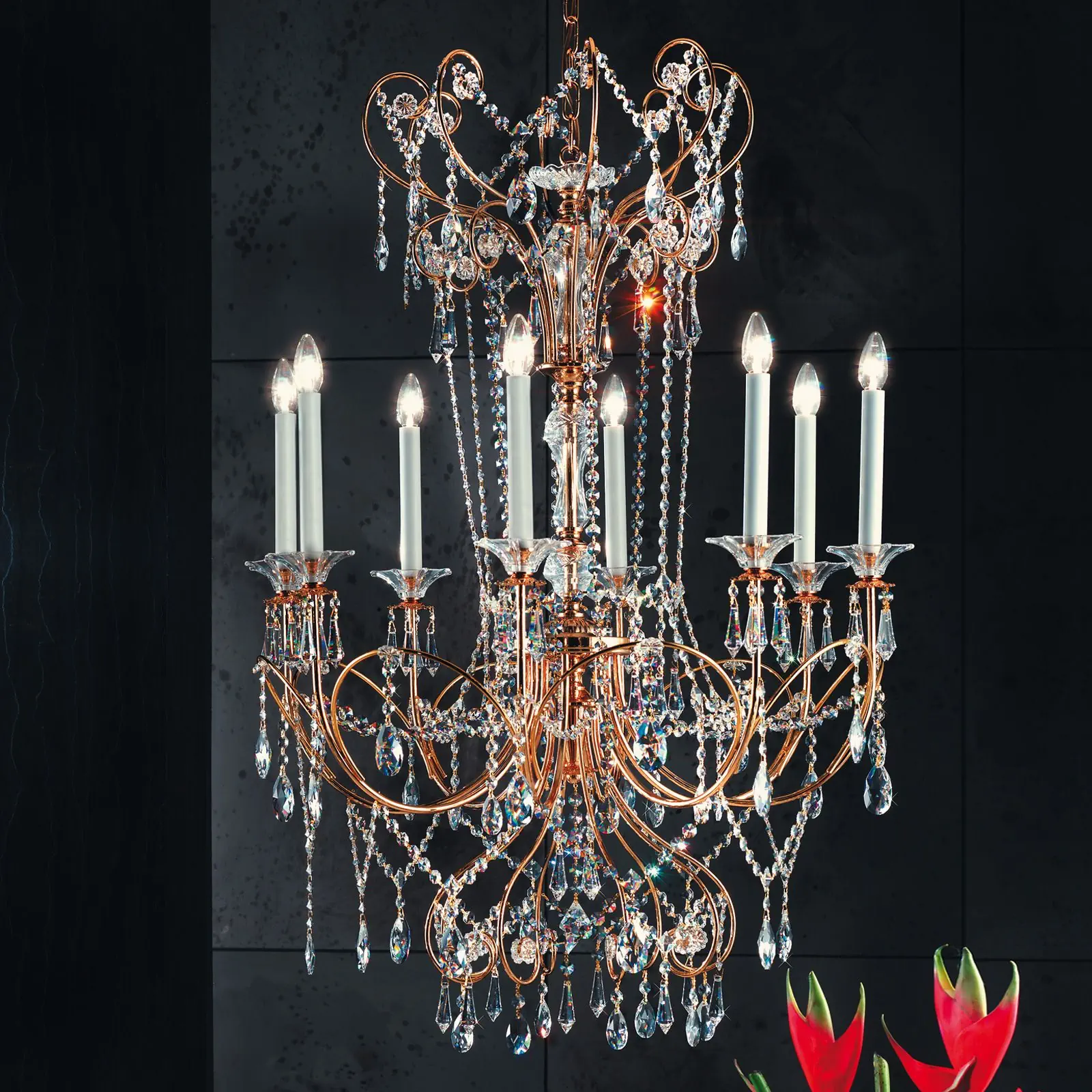 Luster KATHARINA, 8 izvora svetla, zlatni, 85 cm