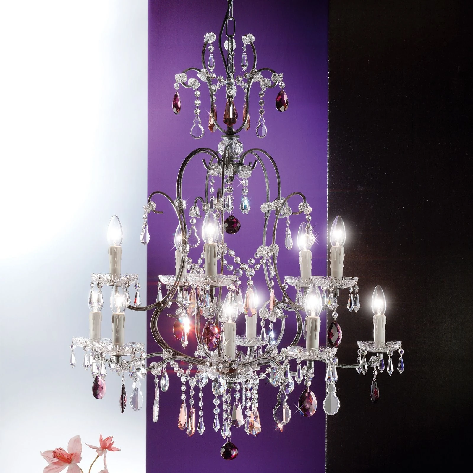 Luster VERONA, 11 izvora svetla, antik srebro