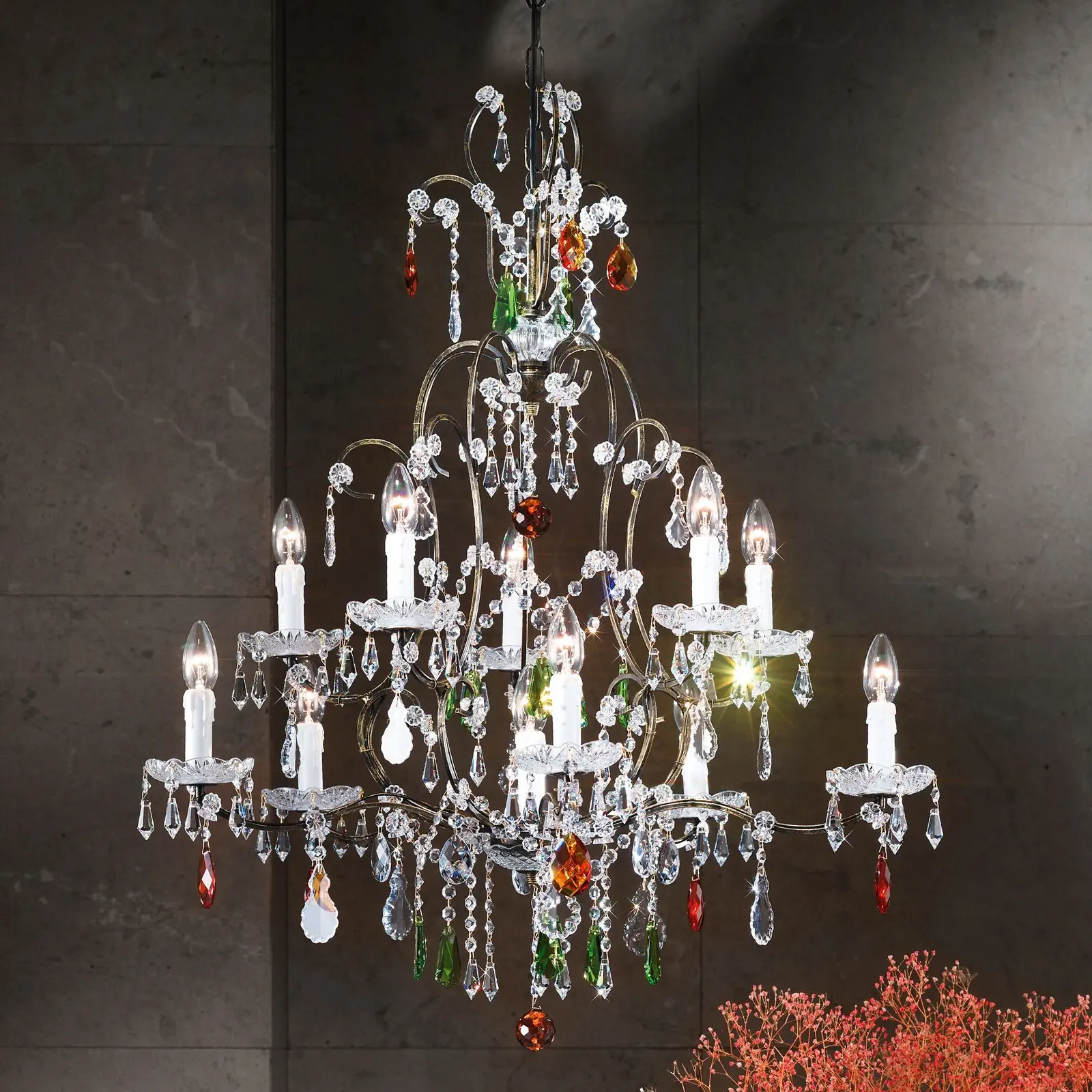 Luster VERONA, 11 izvora svetla, antik zlato