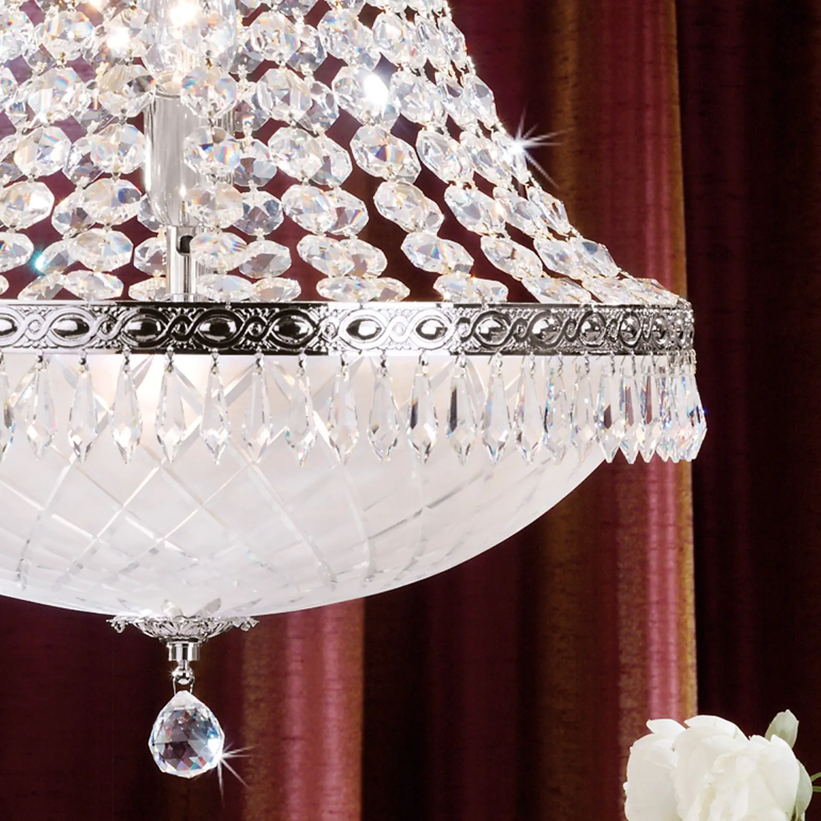 Luster EMPIRE CRYSTAL, 6 izvora svetla, antik srebro - 2