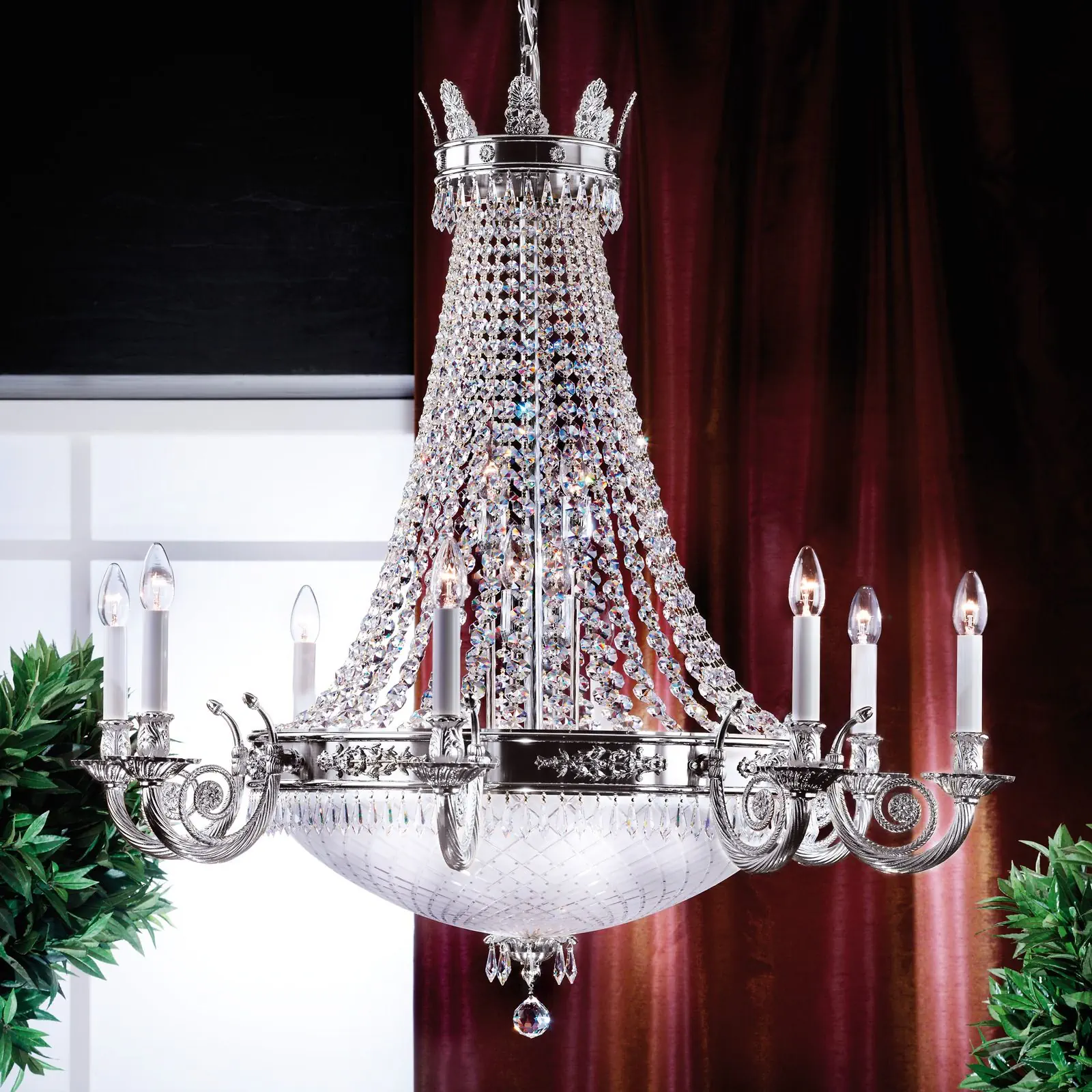 Luster EMPIRE CRYSTAL, 20 izvora svetla, antik srebro