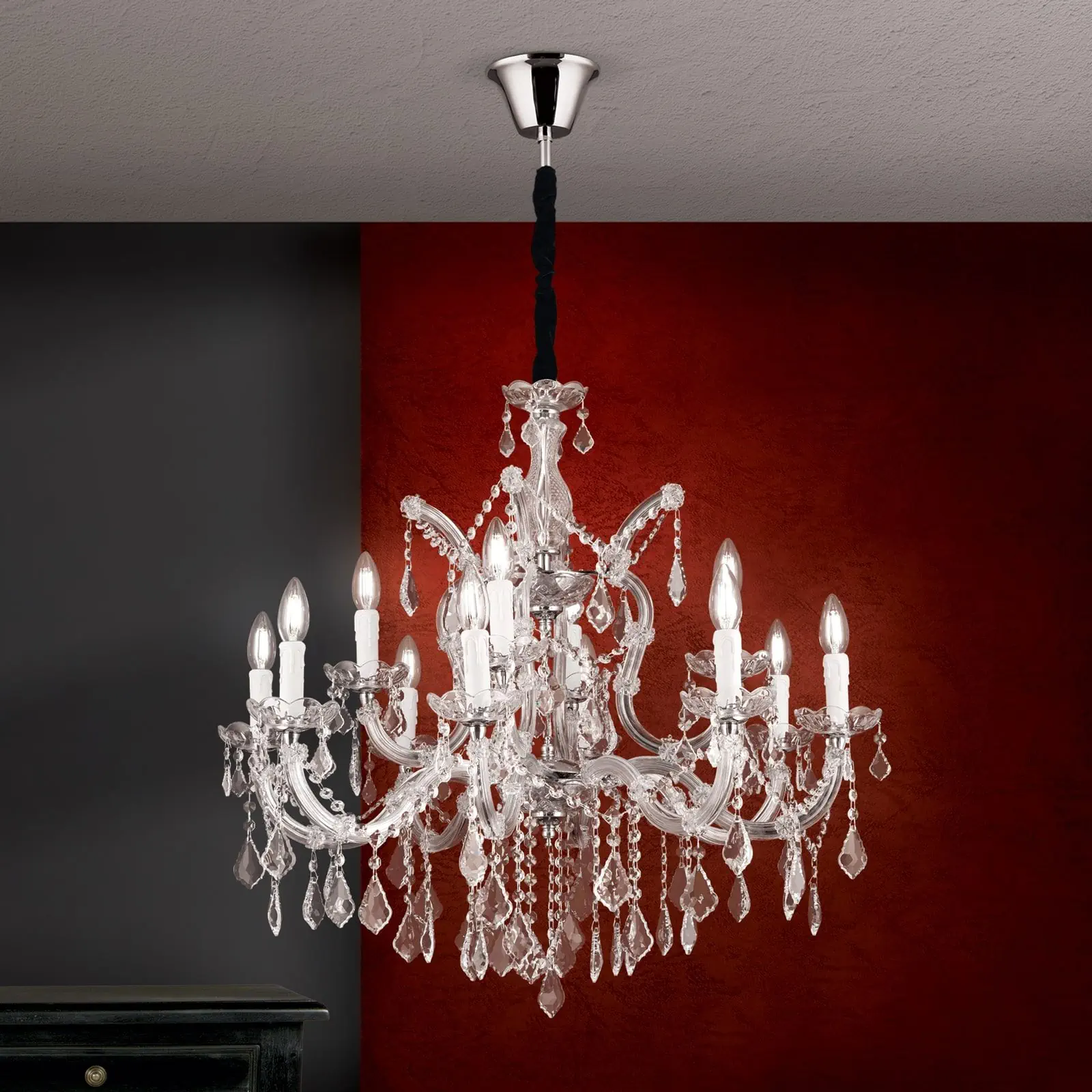 Luster THERESA, 12 izvora svetla, srebrni