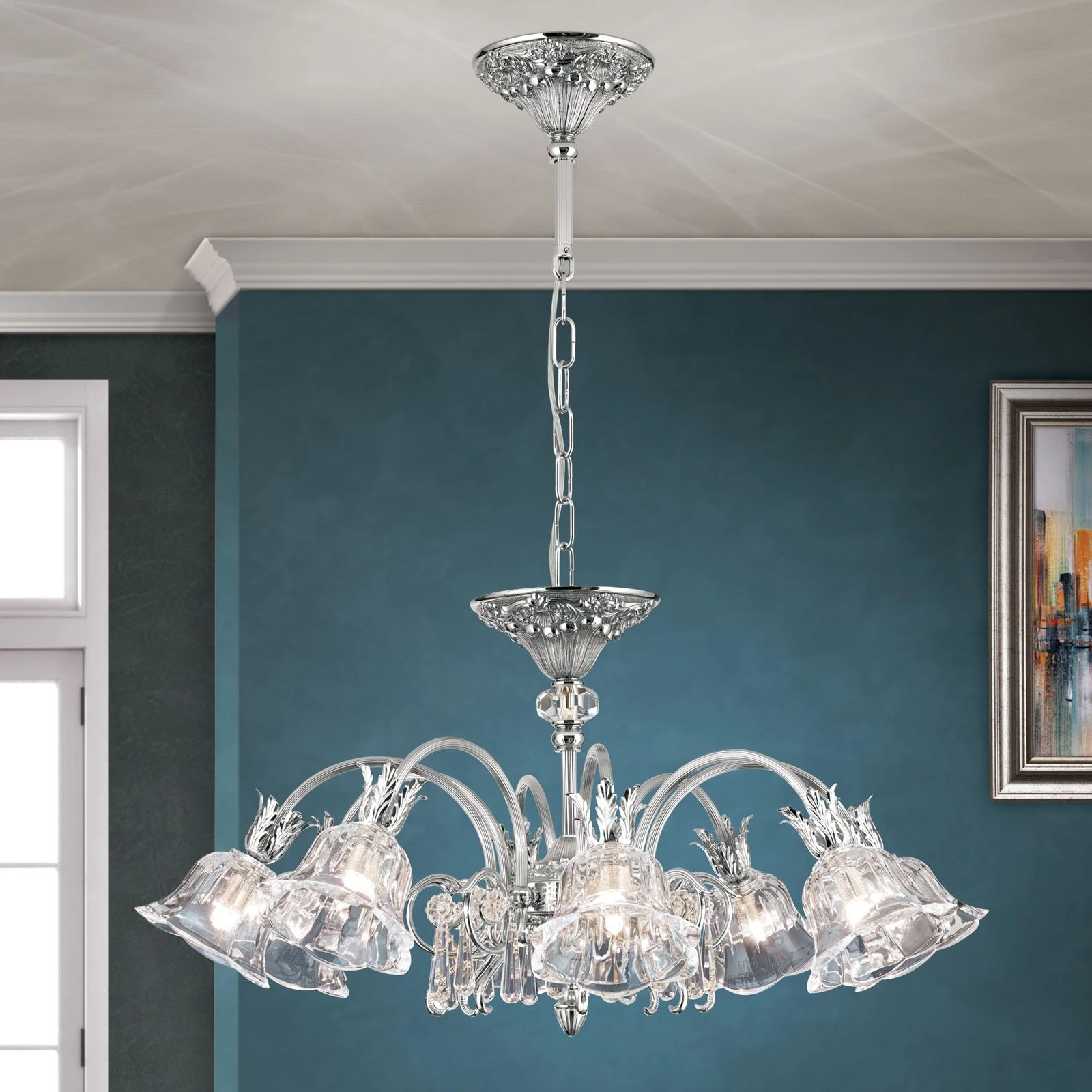 Luster LA BOHEME, 8 izvora svetla, antik srebro