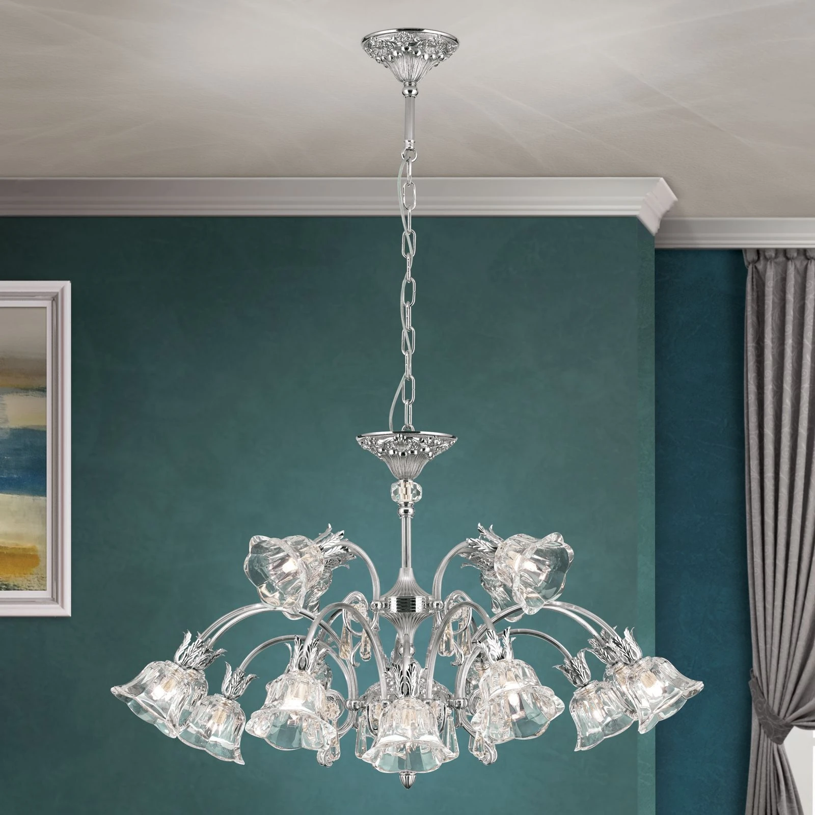 Luster LA BOHEME, 16 izvora svetla, antik srebro