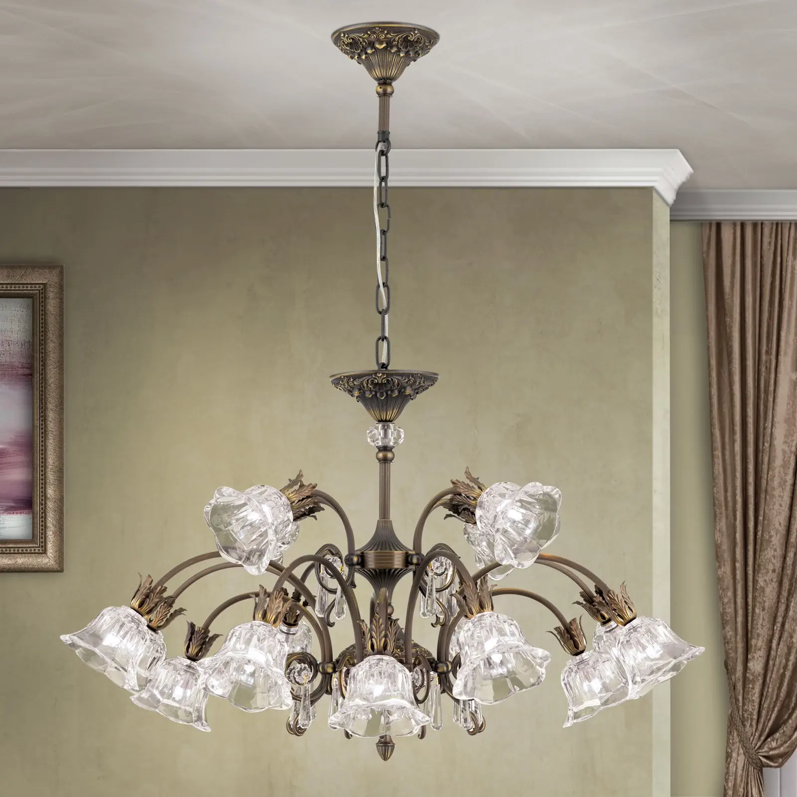 Luster LA BOHEME, 16 izvora svetla, antik patina