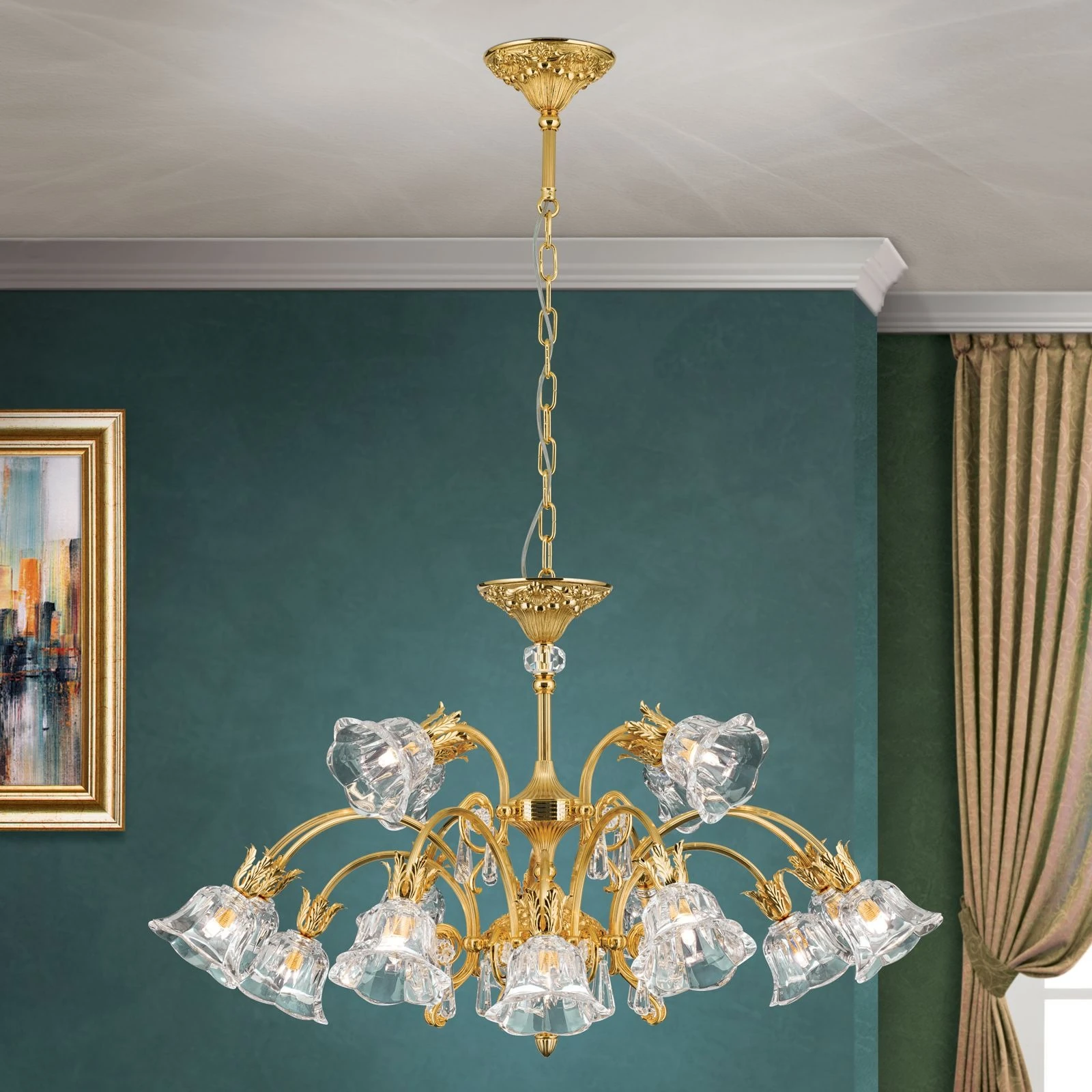 Luster LA BOHEME, 16 izvora svetla, 24-karatno pozlaćeno