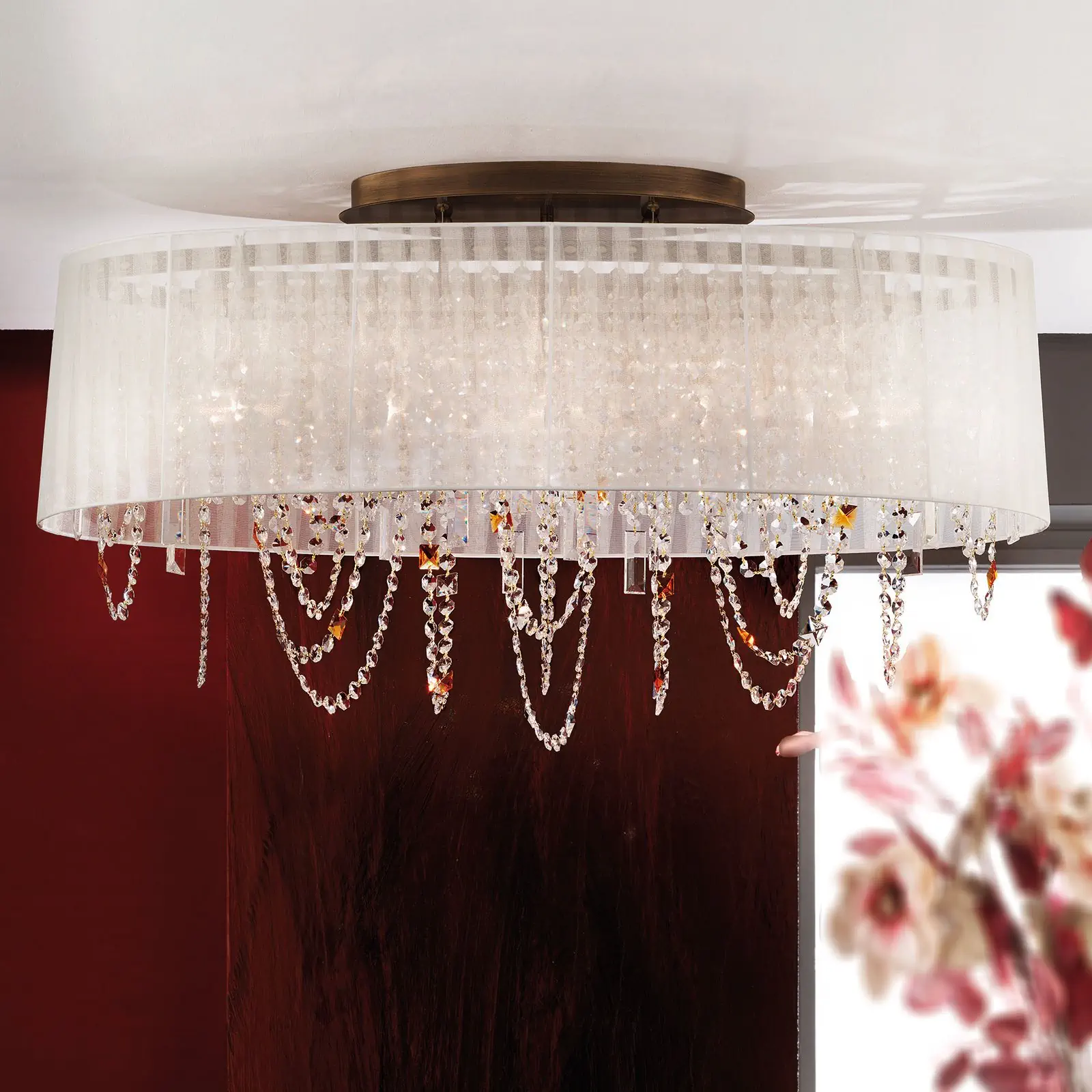 Viseća lampa KRISTALLDESIGN, 9 izvora svetla, patina