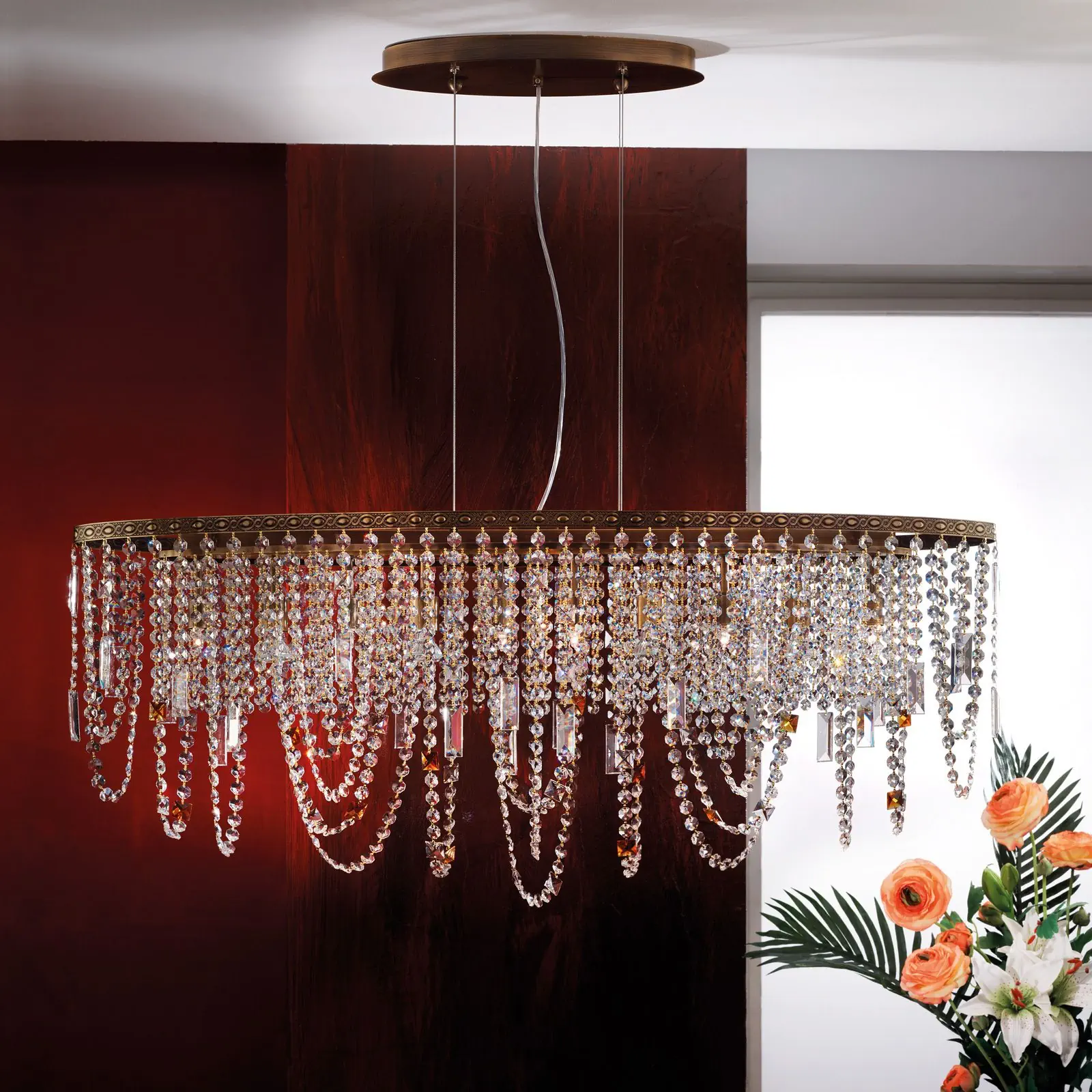 Viseća lampa KRISTALLDESIGN, 10 izvora svetla, patina