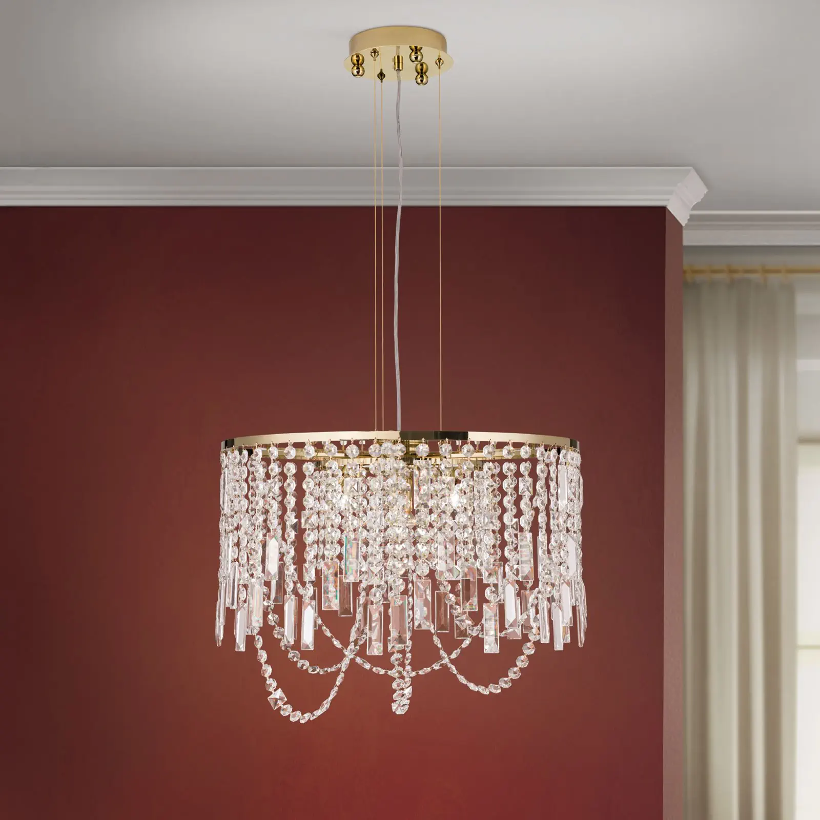 Viseća lampa KRISTALLDESIGN, okruglog oblika, 50cm, 24-karatno pozlaćena