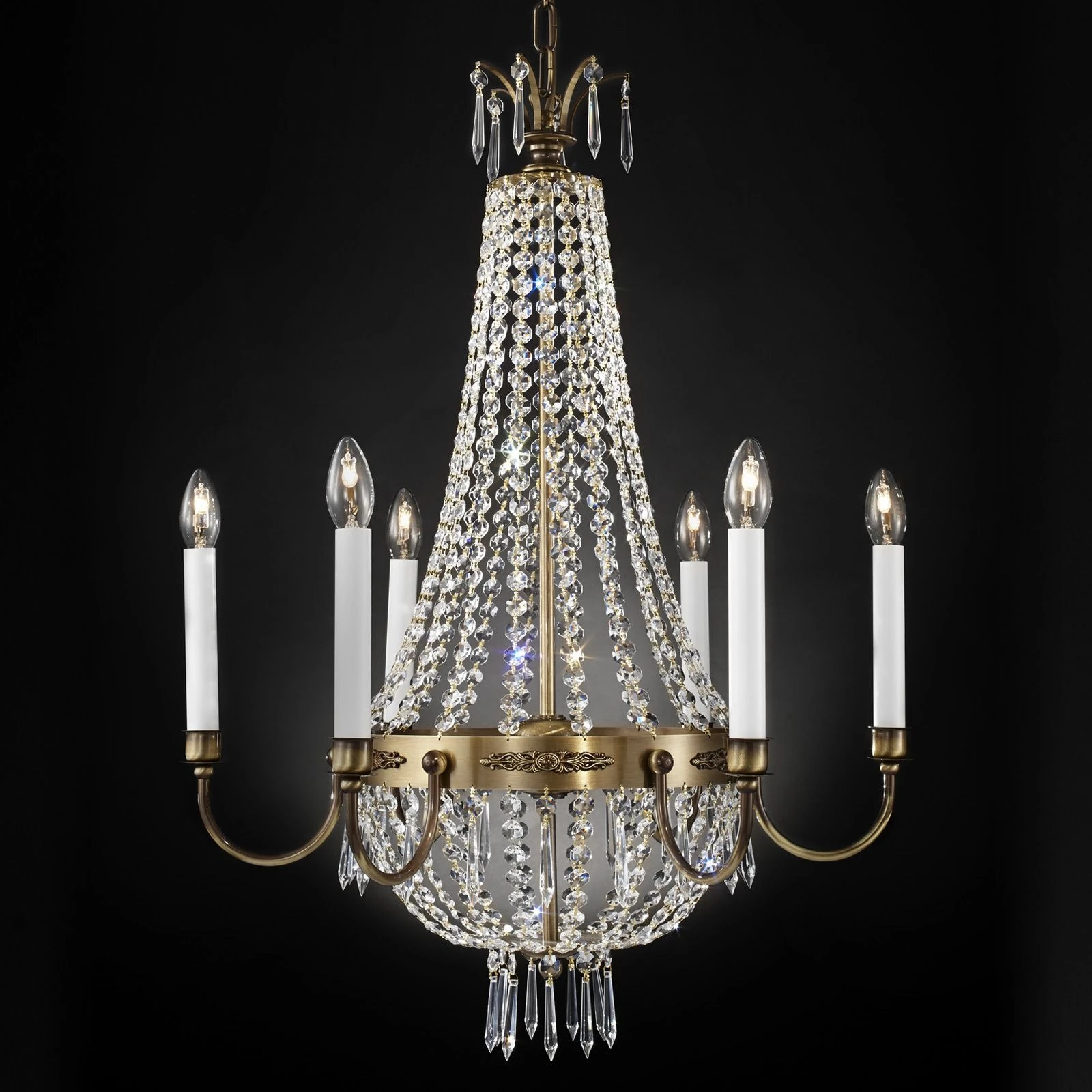 Luster EMPIRE CRYSTAL, Ø 62 cm, antik mesing