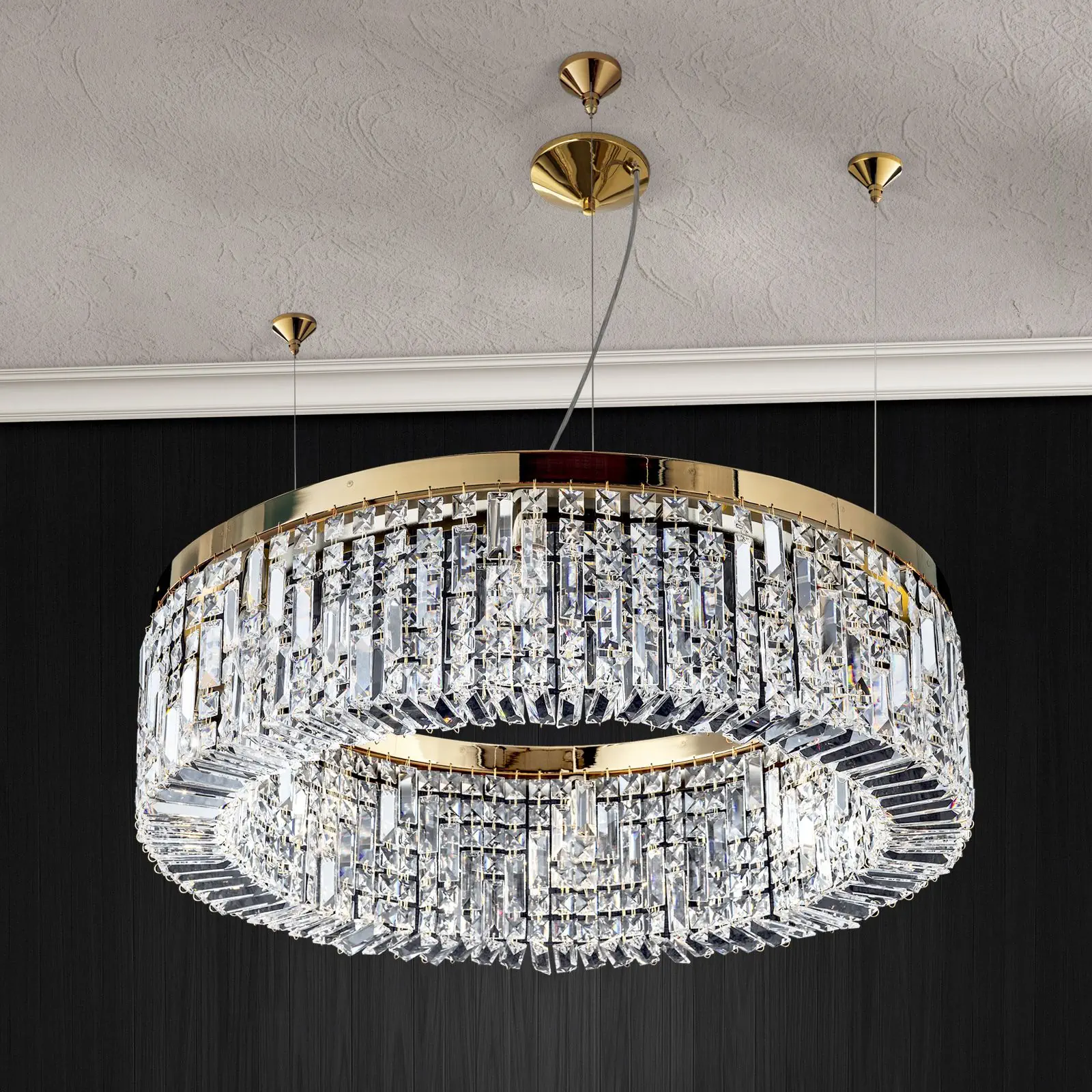 Luster RING, 8 izvora svetla, zlatni