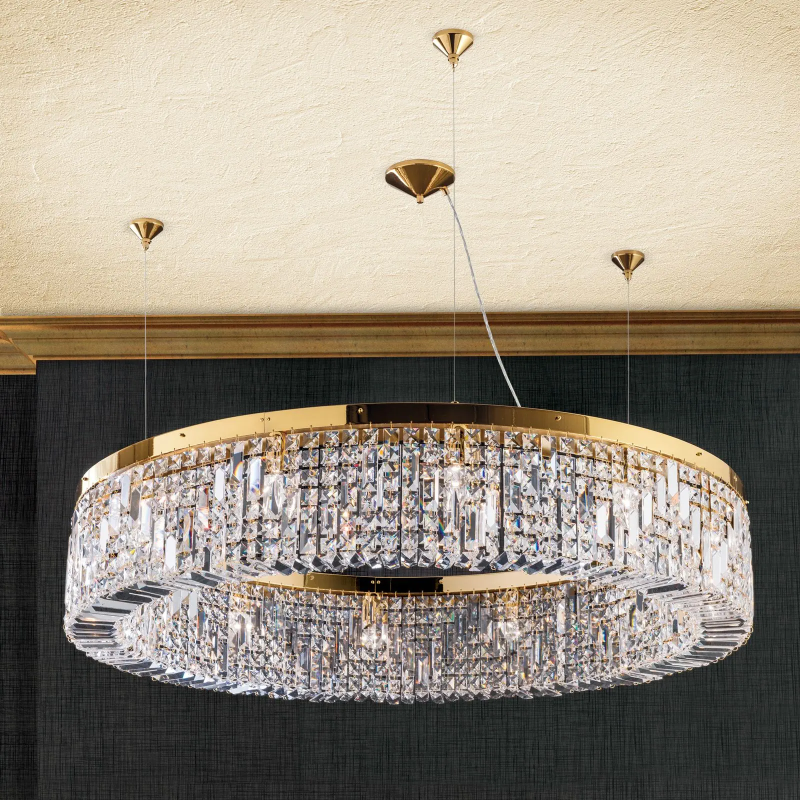 Luster RING, 12 izvora svetla, zlatni