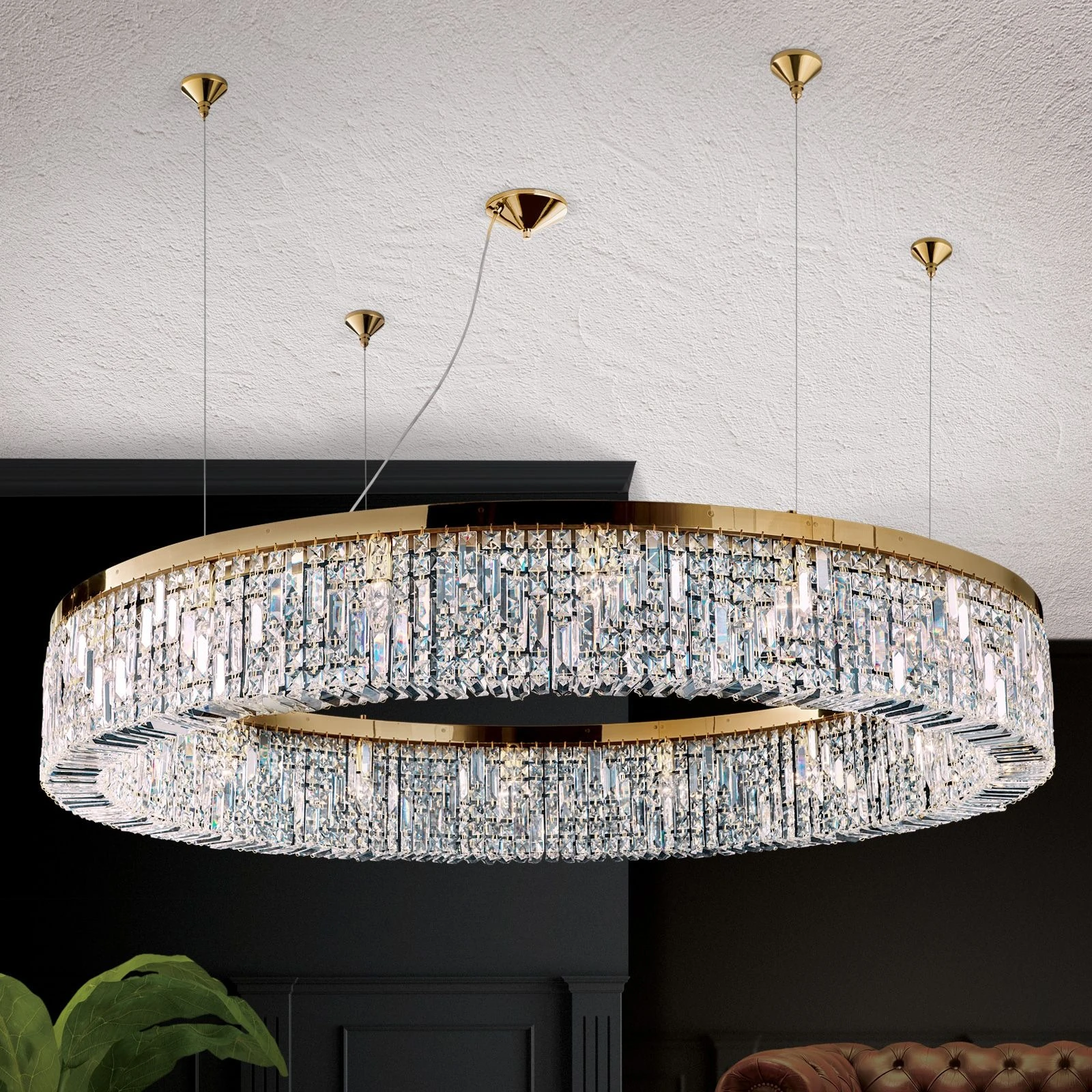 Luster RING, 16 izvora svetla, 140 cm, 24-karatno pozlaćen