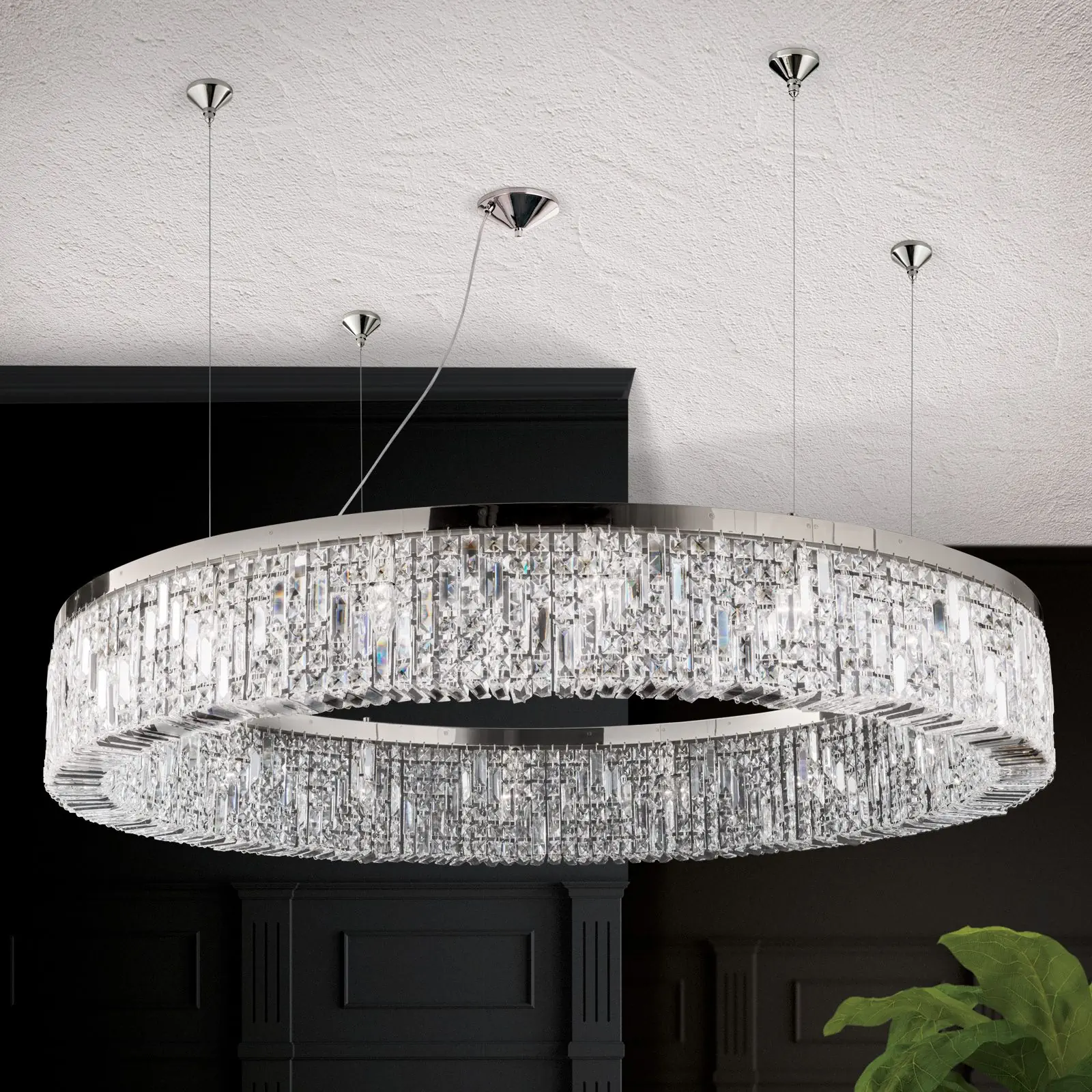 Luster RING, 16 izvora svetla, hrom