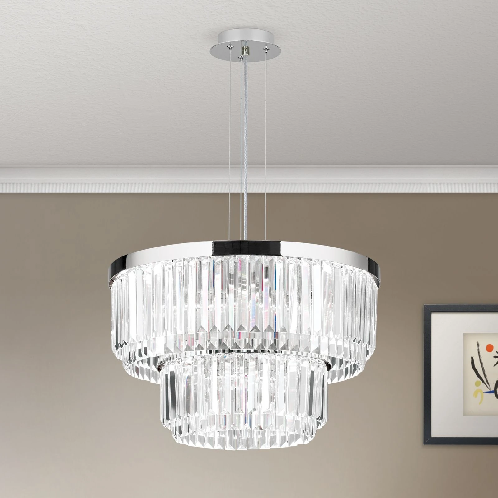 LED luster PRISM, hrom, LED 80 W / 6400 lm / 3000 K