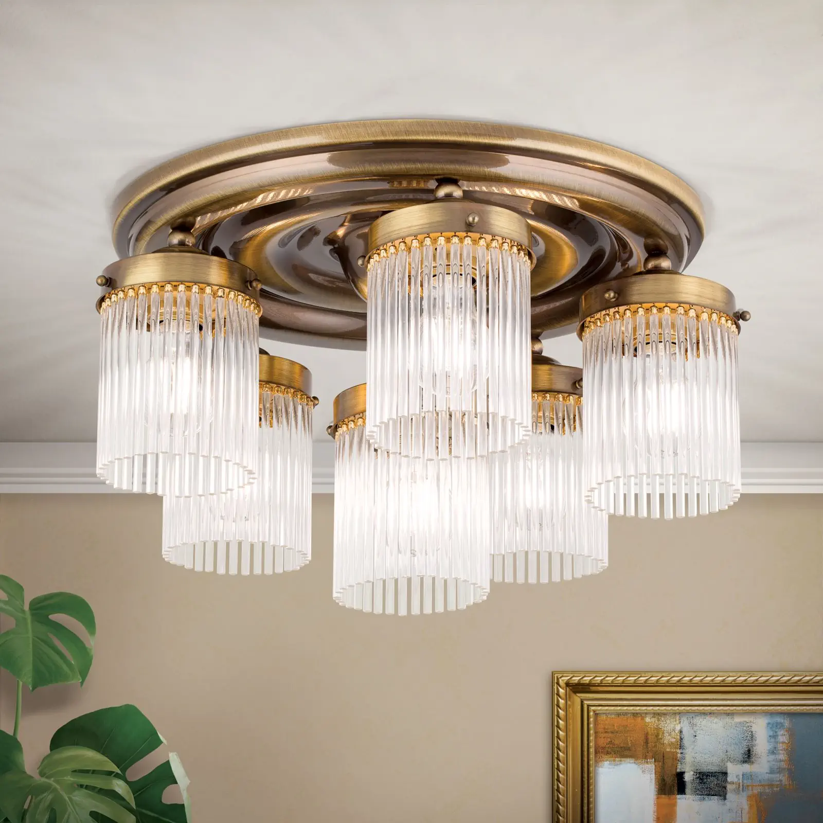 Plafonski luster STÄBCHENSERIE, sa 6 izvora svetla, patina