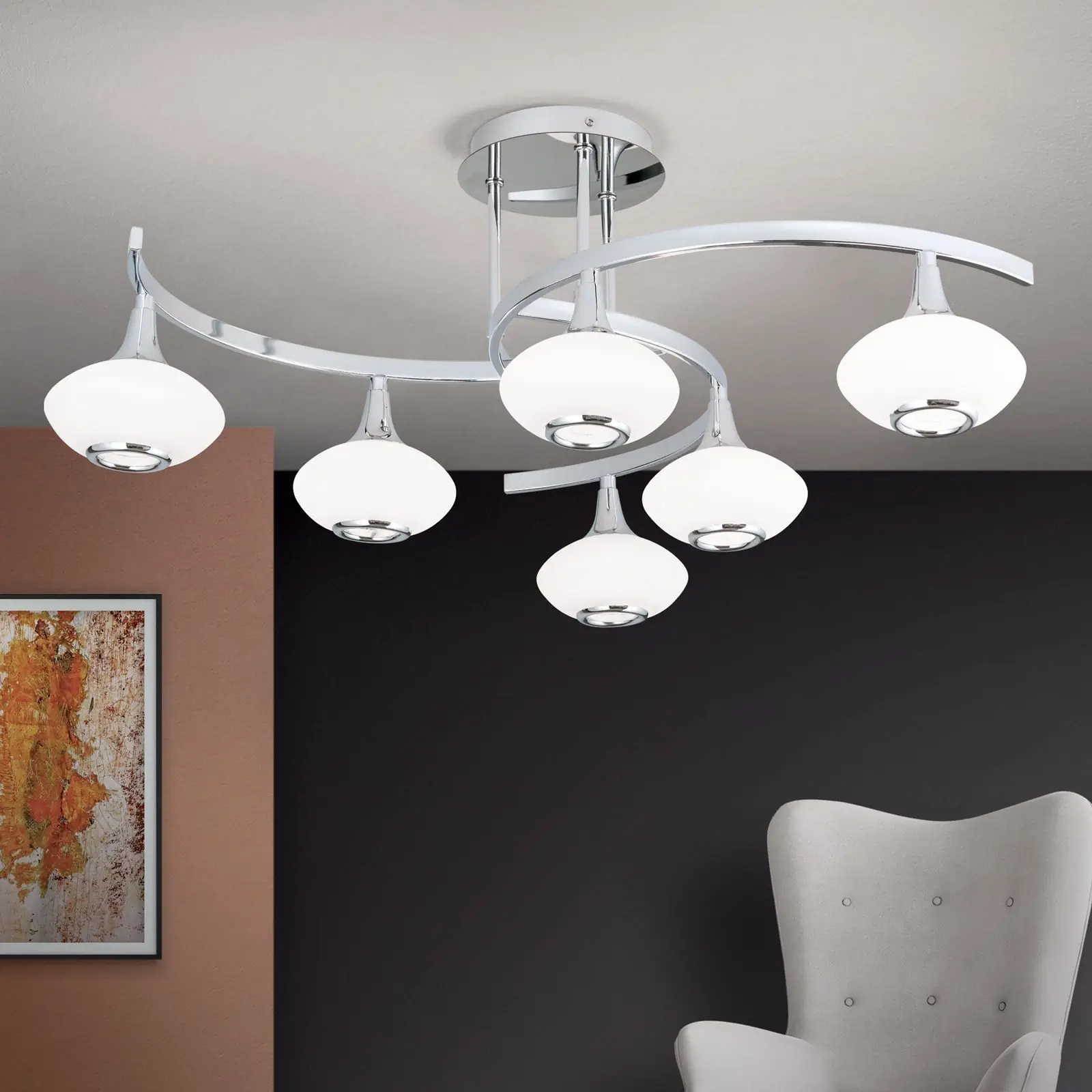 Plafonska lampa LIA, hrom, sa 6 izvora svetla