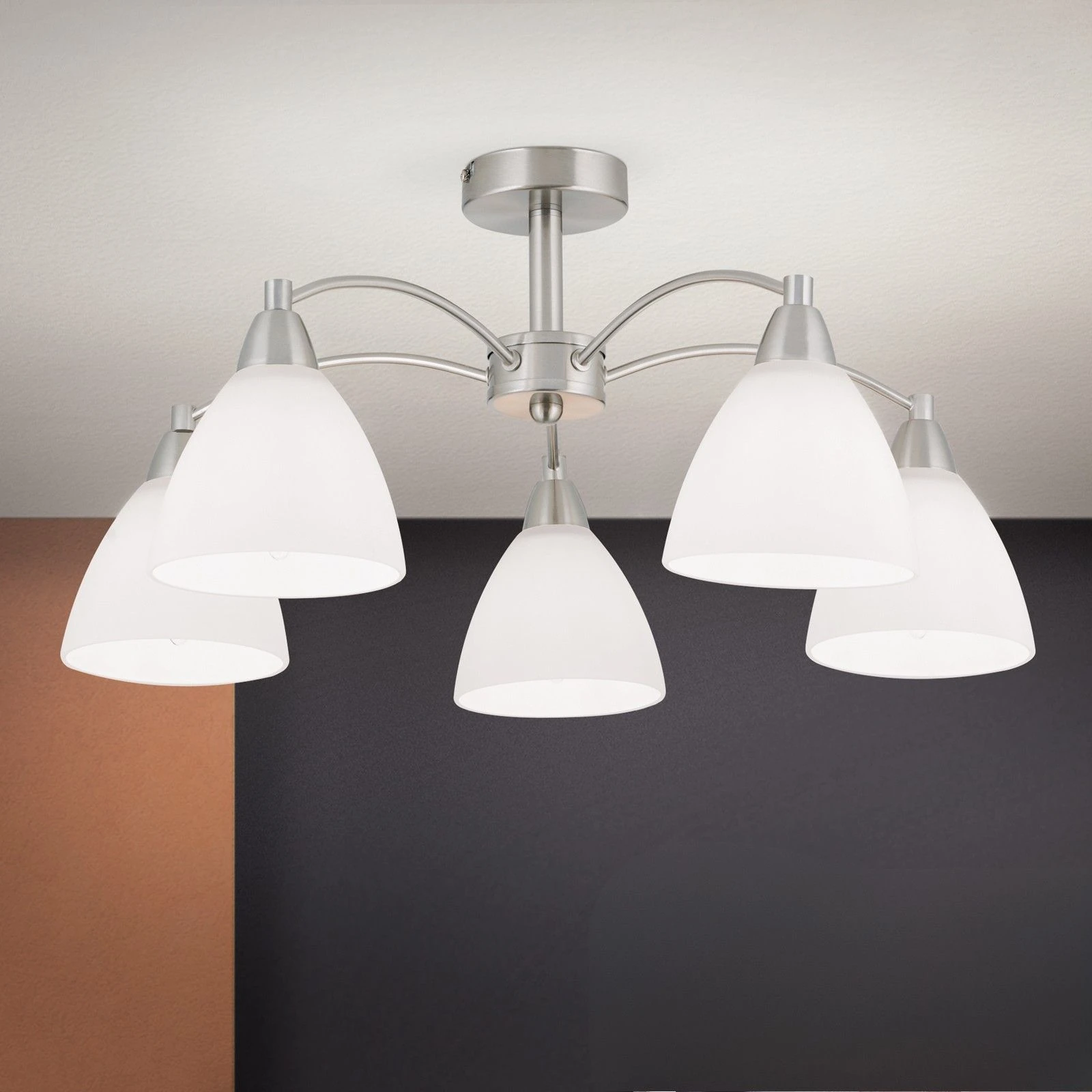 Plafonski luster SUSAN, sa 5 izvora svetla, saten hrom