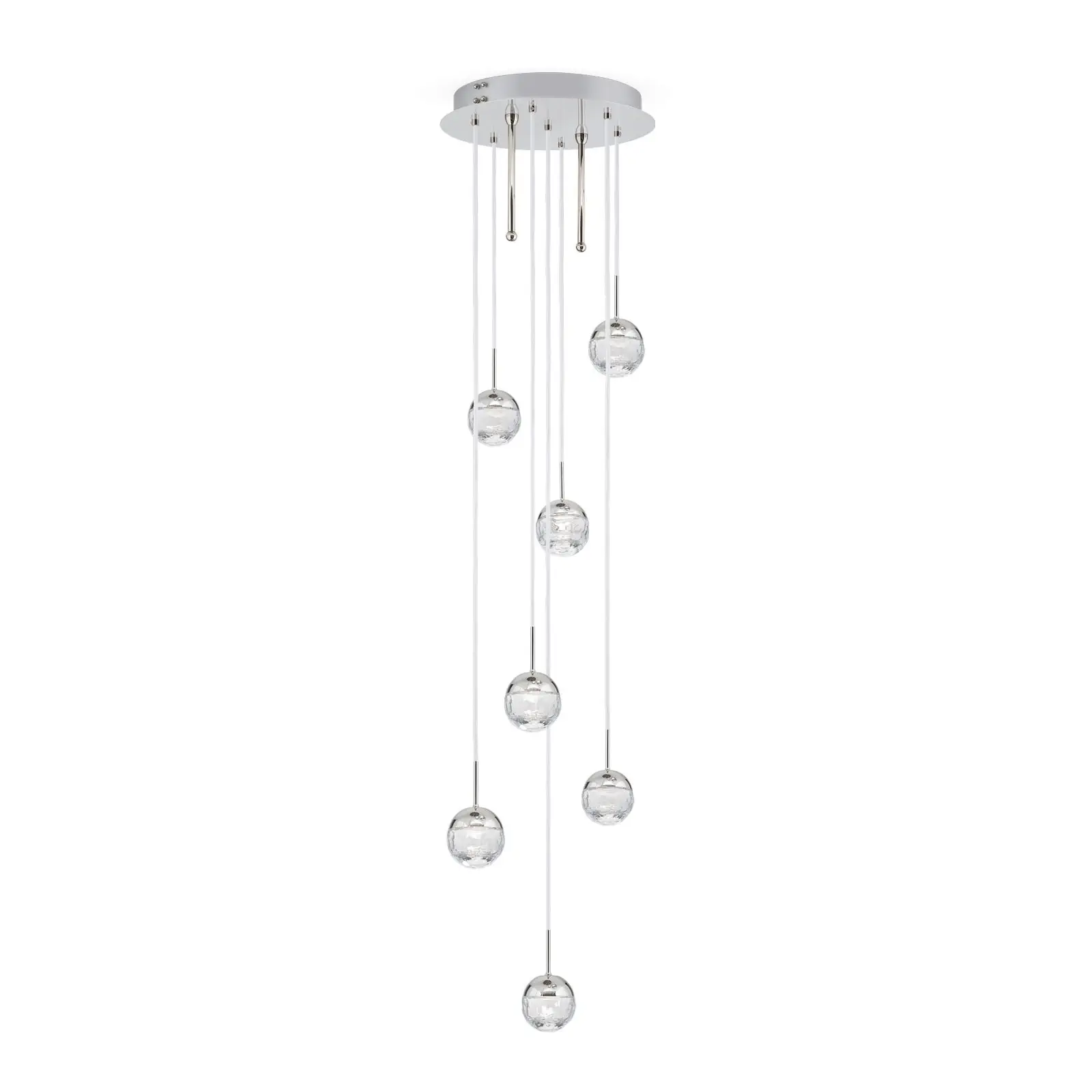 Plafonski luster BALL, Ø 40 cm, nikl, sa belim tekstilnim kablom i providnim brušenim kristalnim staklom - 10