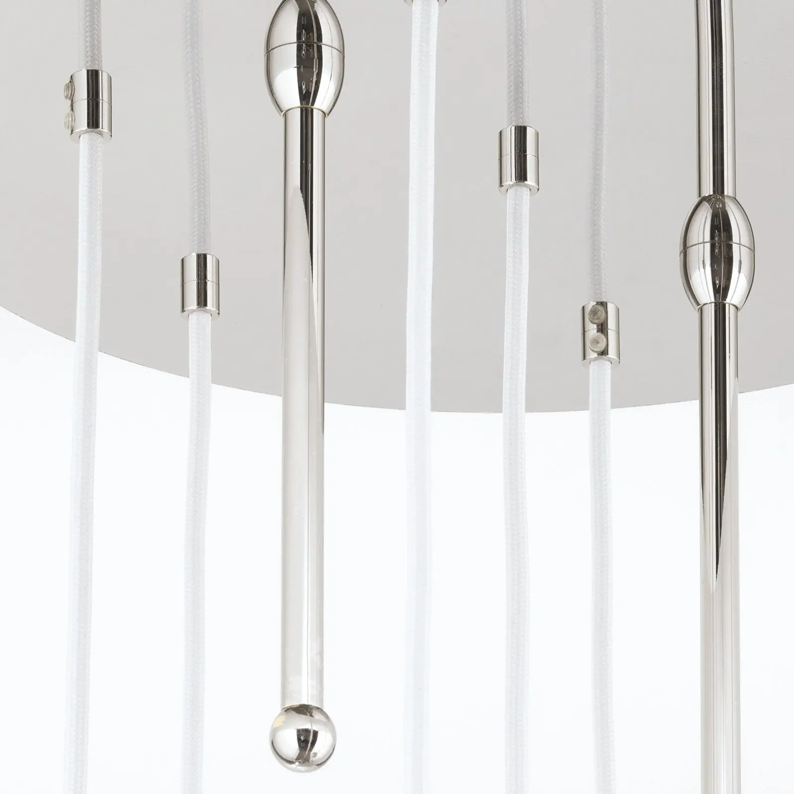 Plafonski luster BALL, Ø 40 cm, nikl, sa belim tekstilnim kablom i providnim brušenim kristalnim staklom - 6