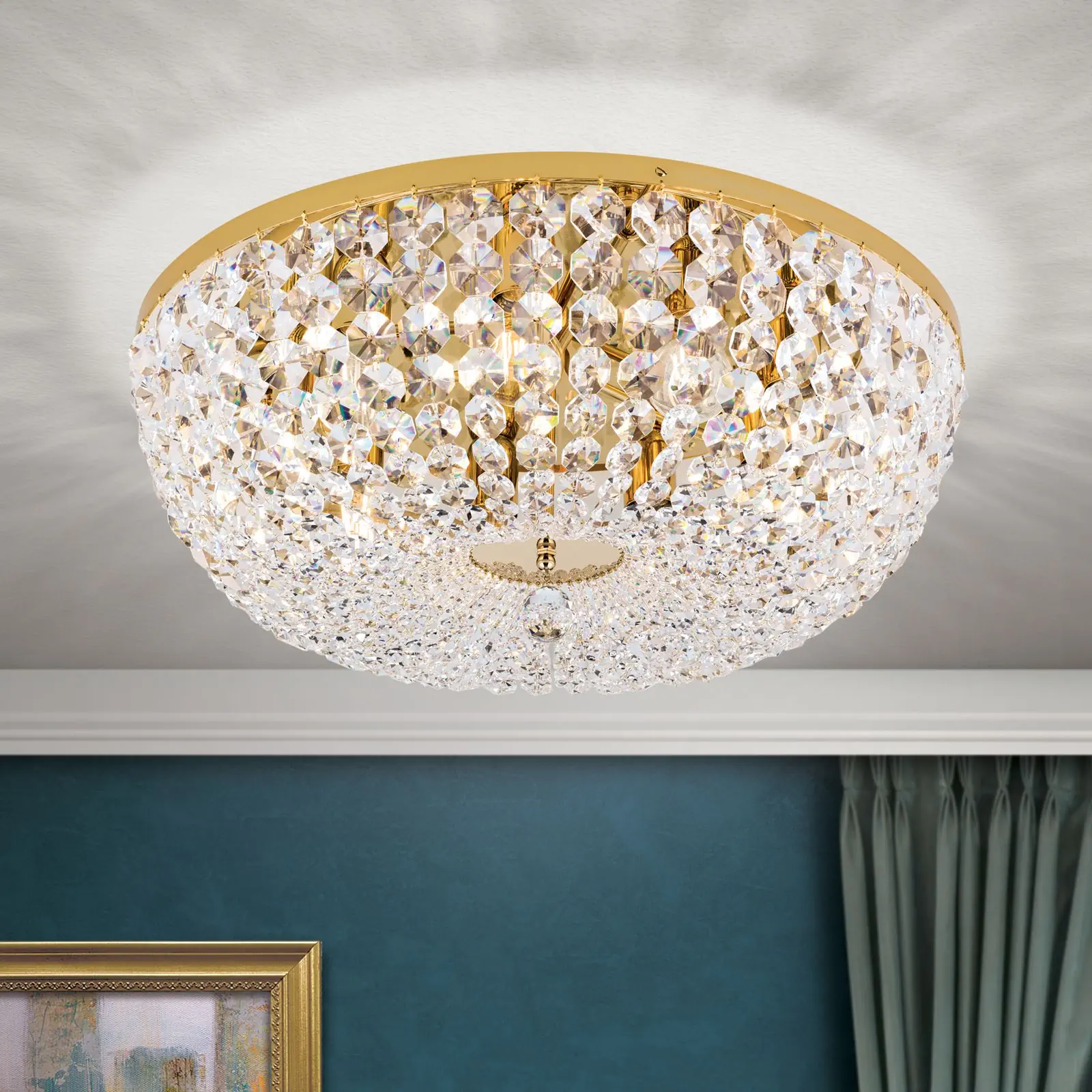 Plafonski luster SHERATON, sa 9 izvora svetla, zlatni, Ø 65 cm