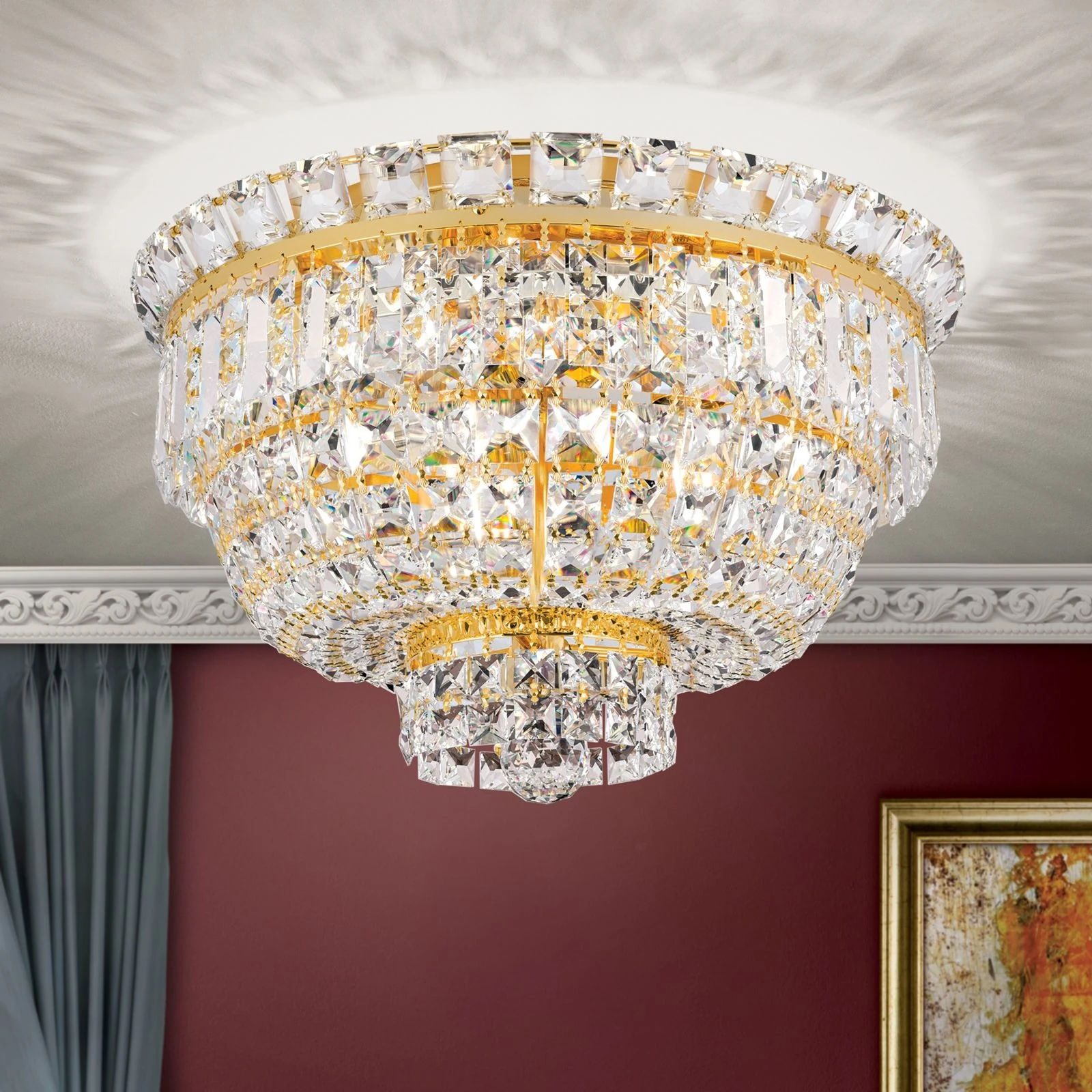 Plafonska lampa Ambassador, pozlaćena 24-karatnim zlatom, 45 cm