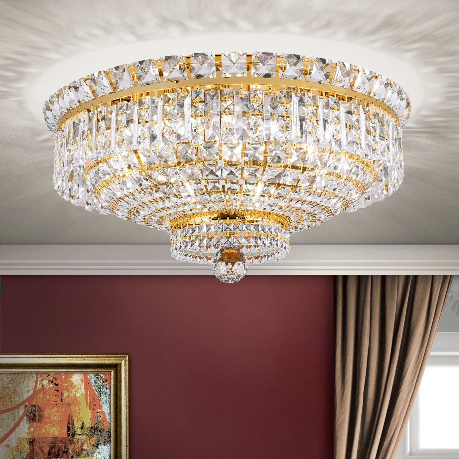 Plafonska lampa Ambassador, pozlaćena 24-karatnim zlatom, 60 cm