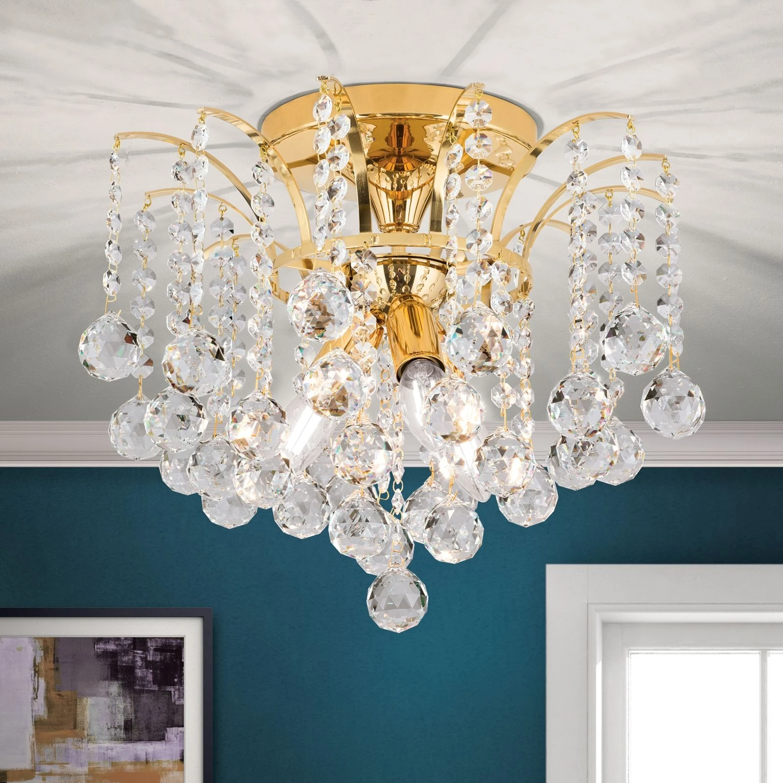 Plafonski luster KRISTALL KLASSISCH, sa 3 izvora svetla, 24-karatno pozlaćen