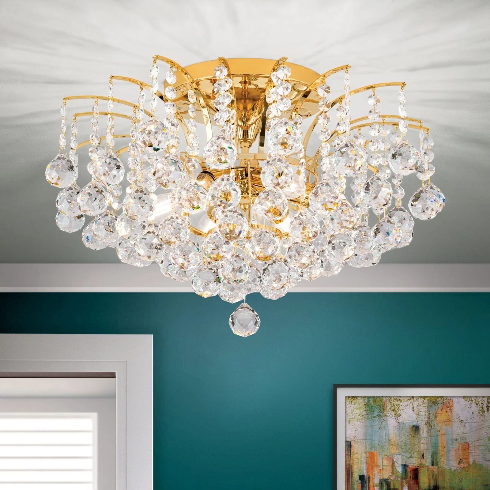 Plafonski luster KRISTALL KLASSISCH, sa 6 izvora svetla, zlato