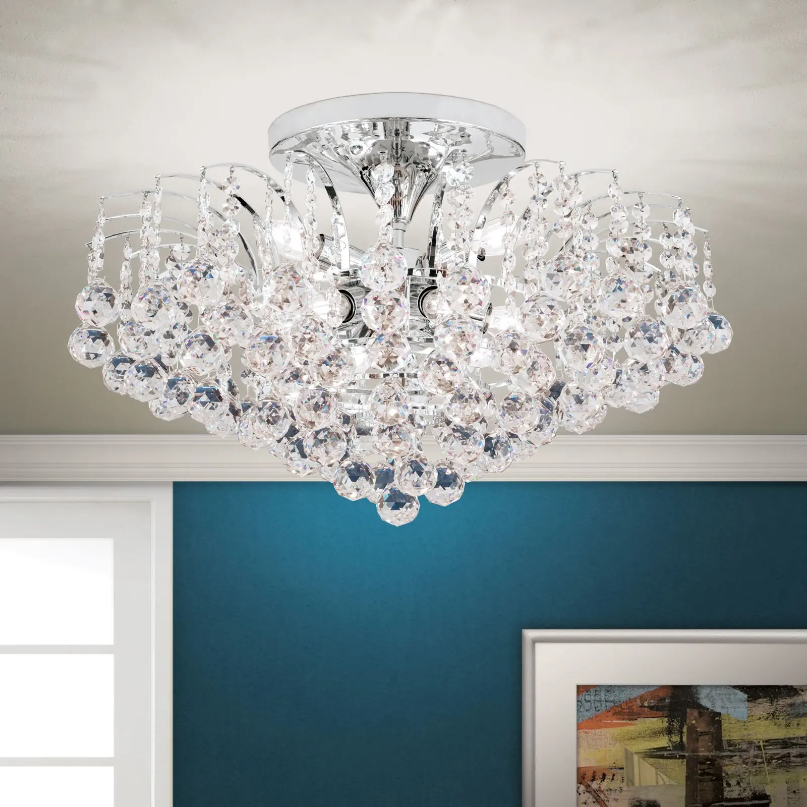 Plafonski luster KRISTALL KLASSISCH, sa 9 izvora svetla, hrom